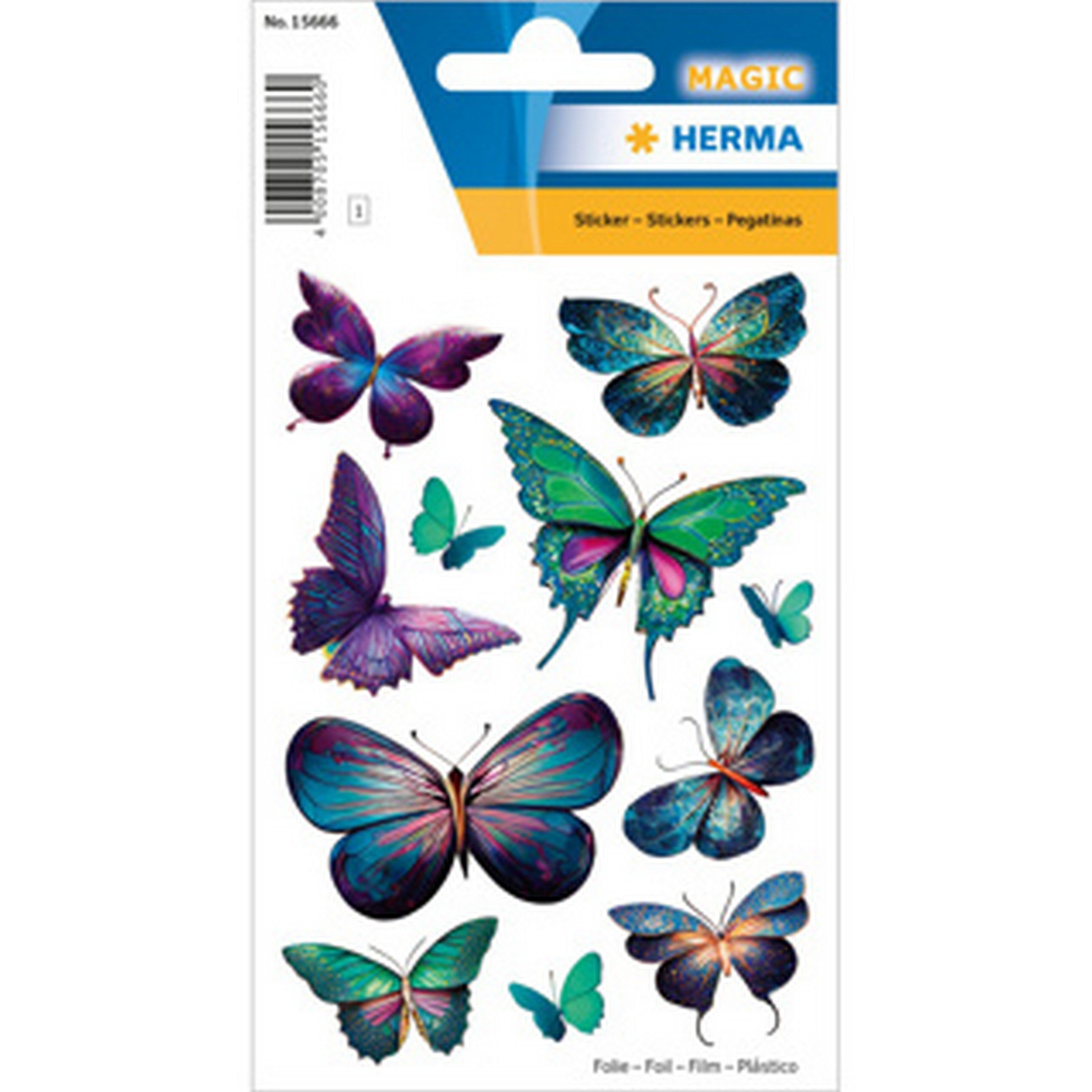 Herma Magic 1 Feuille Autocollants avec Brillants - Papillons Violets 4.75x3.25po