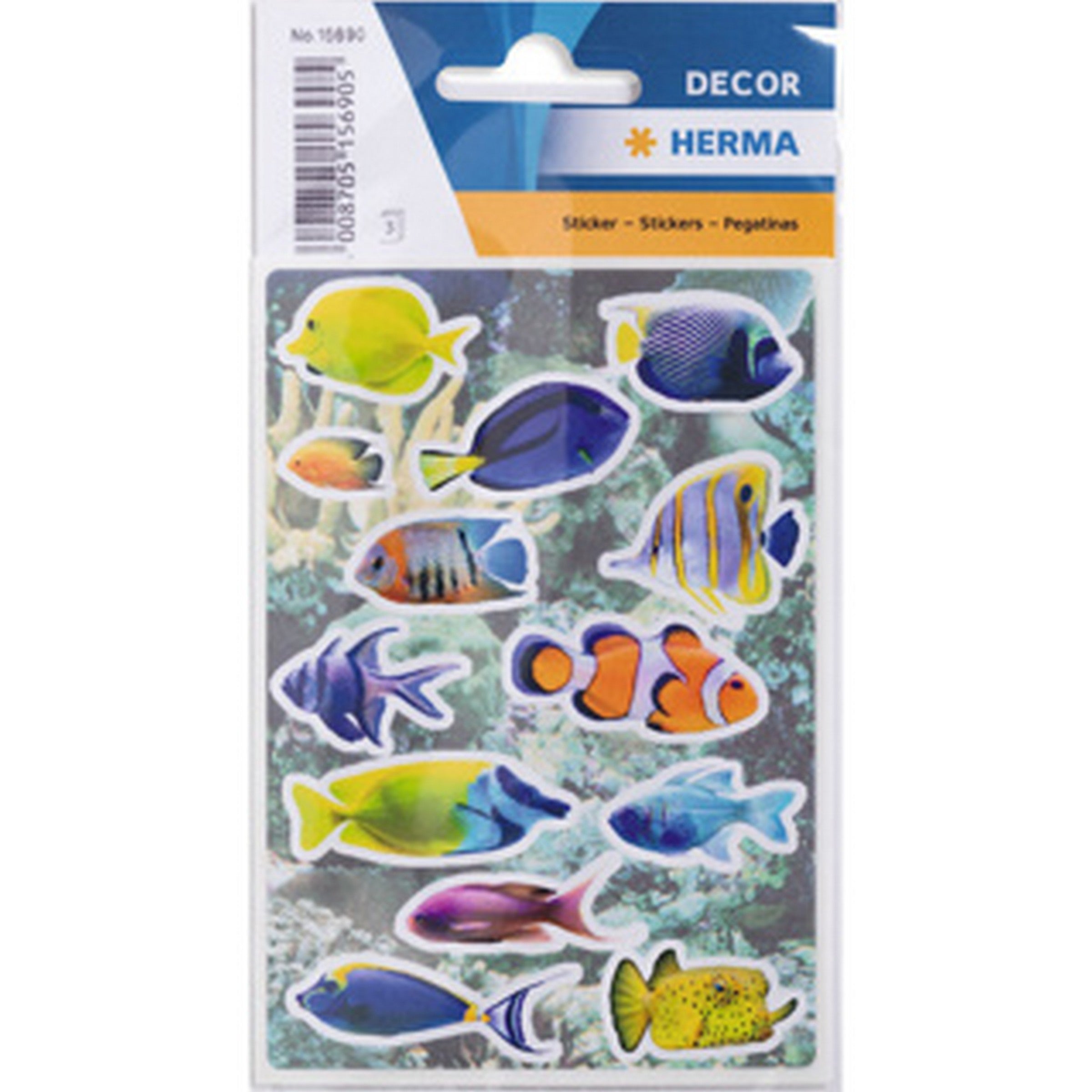 Herma Décor 3 Feuilles Autocollants - Poissons Corail 4.75x3.25po