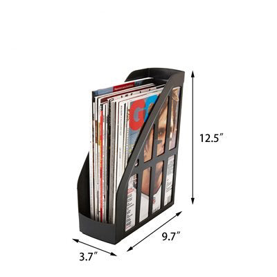 Storex Black Magazine Holder - Plastic 12.5x9.7x3.7in