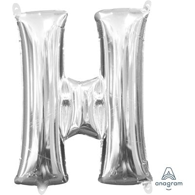 Air-filled Silver Foil Letter H Balloon 16in