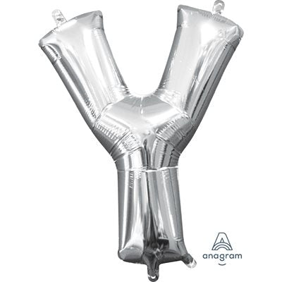 Air-filled Silver Foil Letter Y Balloon 16in