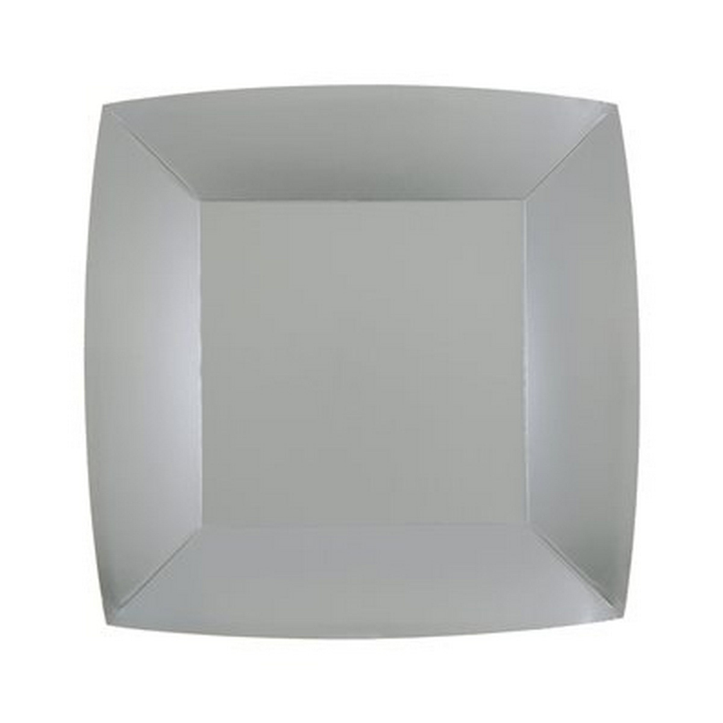 Rainbow Collection 10 Square Silver Plates - Natural Fibers - Biodegradable 7.3x7.3in