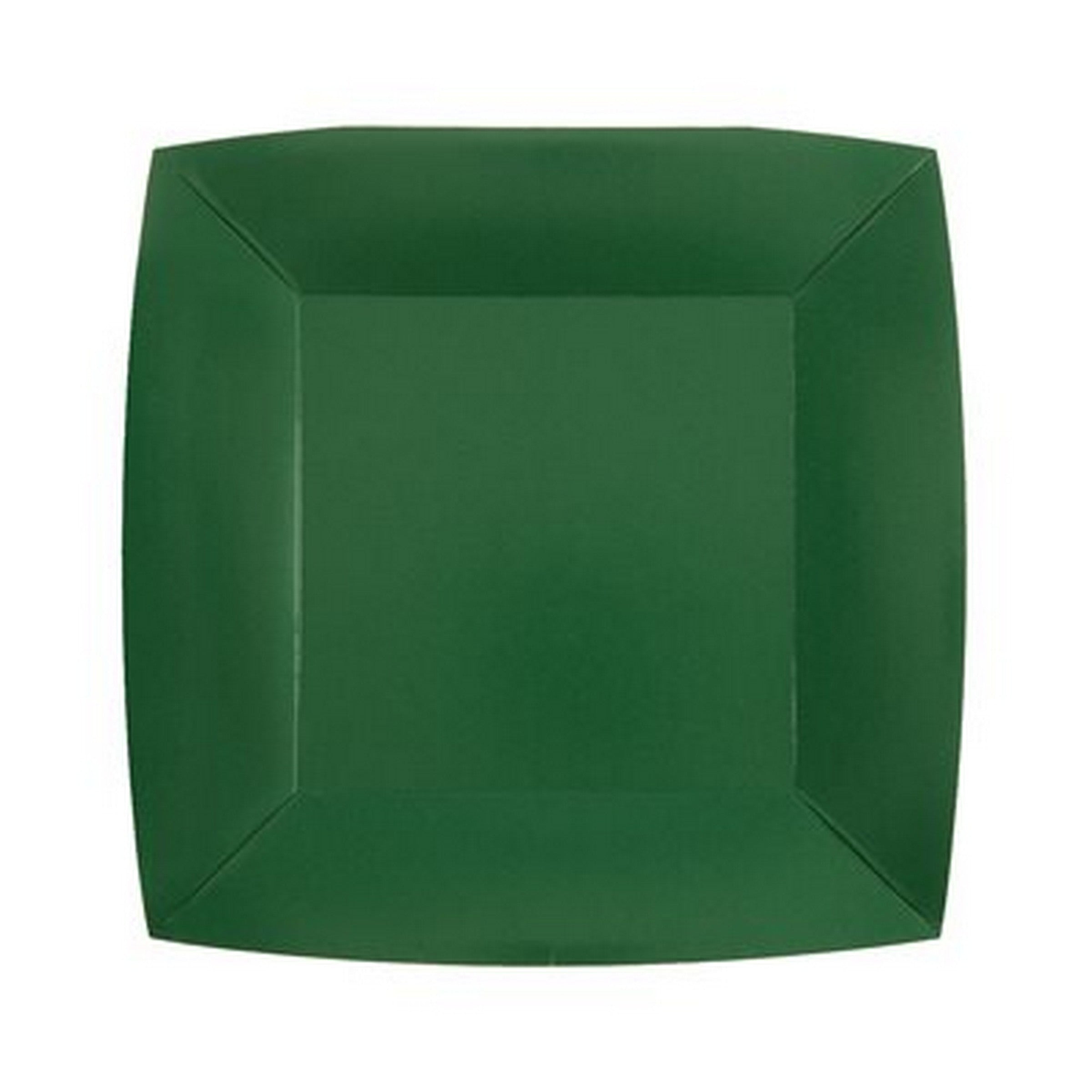 Rainbow Collection 10 Square Dark Green Plates - Natural Fibers - Biodegradable 7.3x7.3in