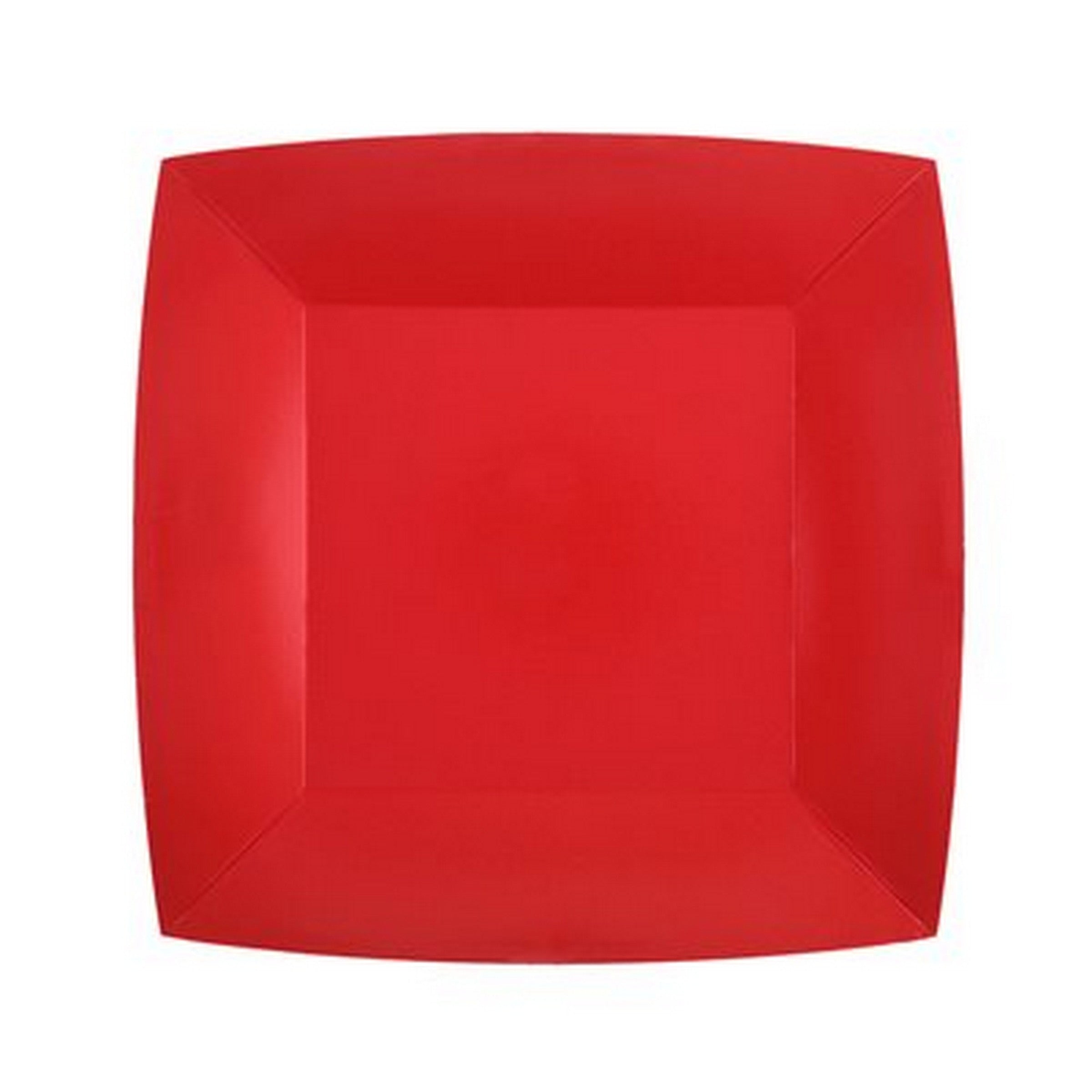 Rainbow Collection 10 Square Red Plates - Natural Fibers - Biodegradable 7.3x7.3in