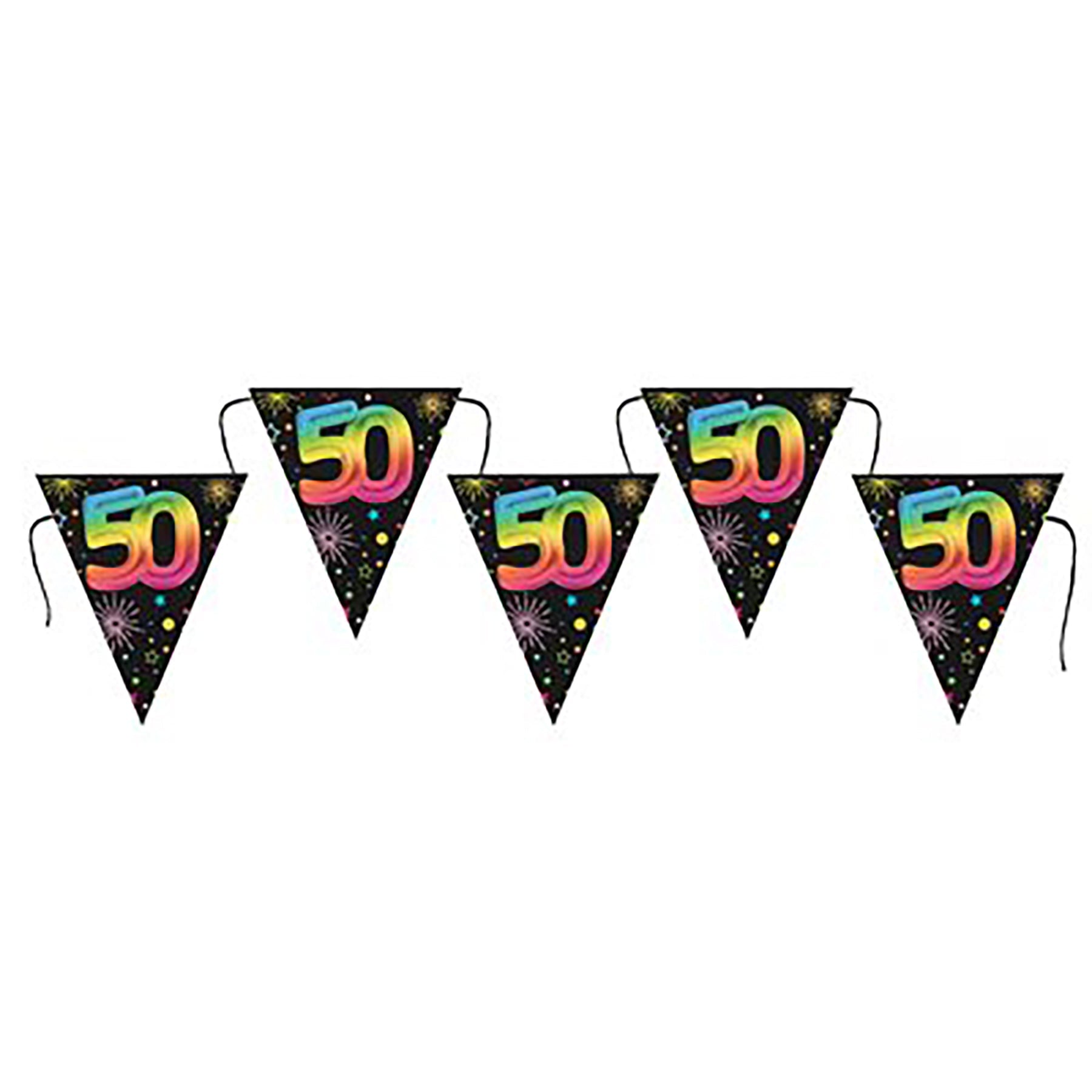 Festicolor Age 50 Cardboard Flag Banner - Black Background 118in
