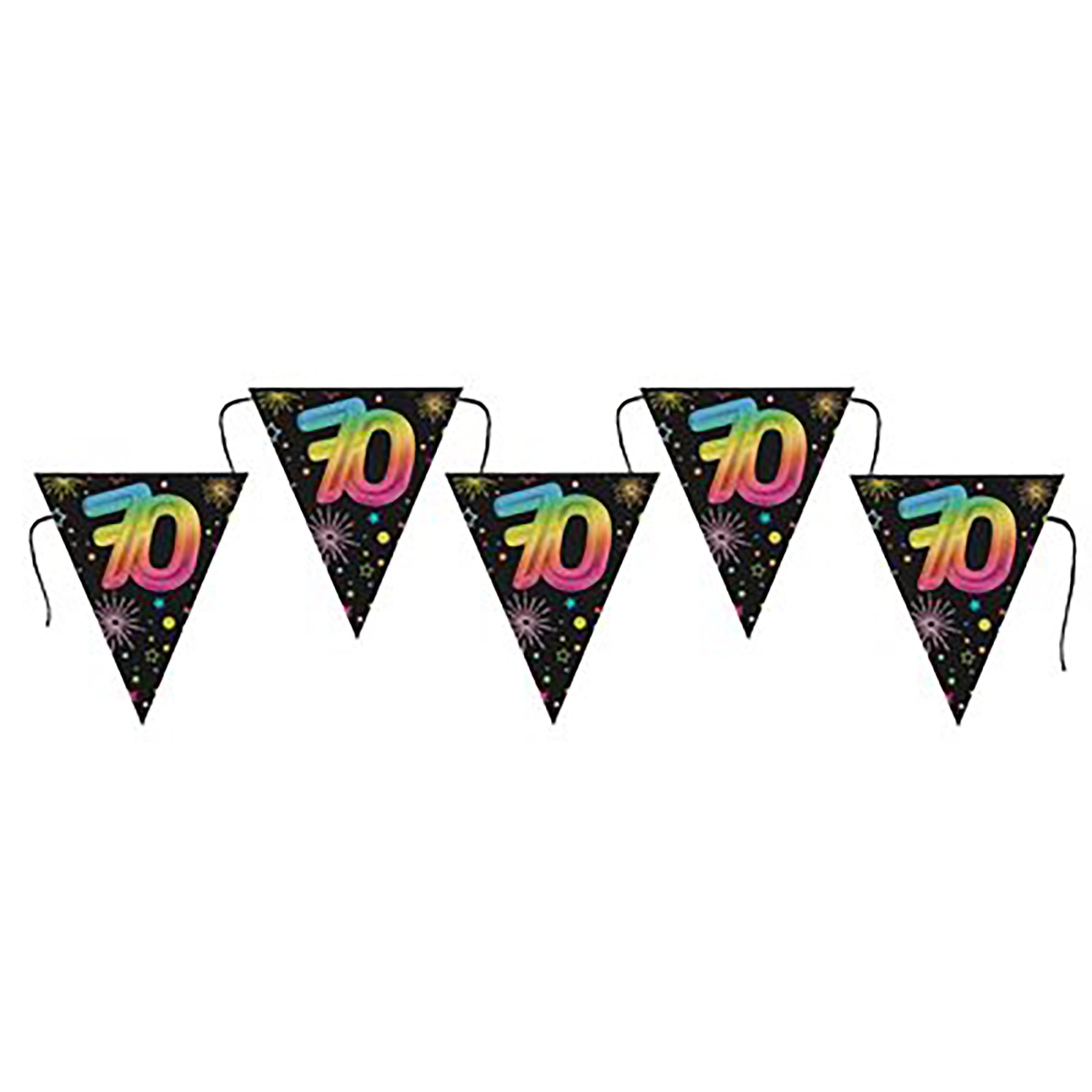 Festicolor Age 70 Cardboard Flag Banner - Black Background 118in 