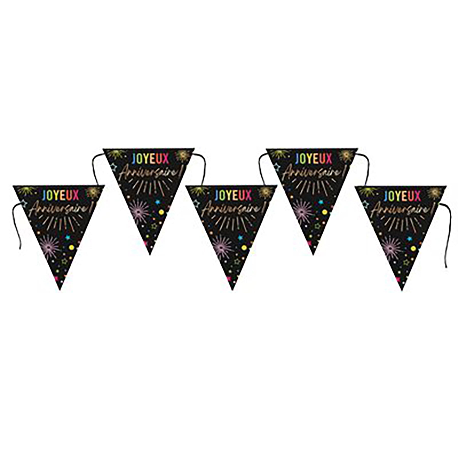 Festicolor Black Cardboard Flag Banner - Joyeux Anniversaire 118in 
