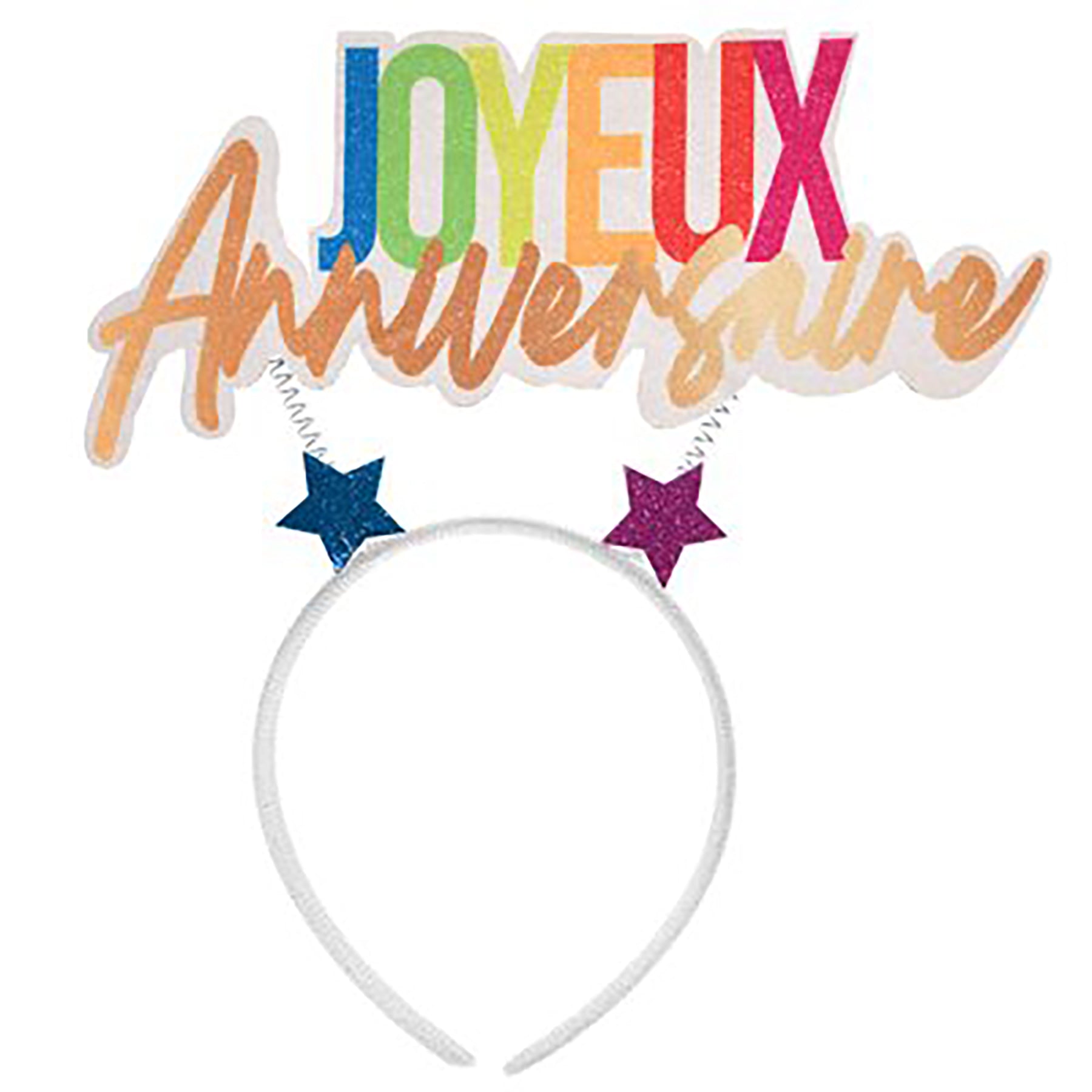 Festicolor White Headband - Joyeux Anniversaire - Foam Topper 8.3x9.8in 