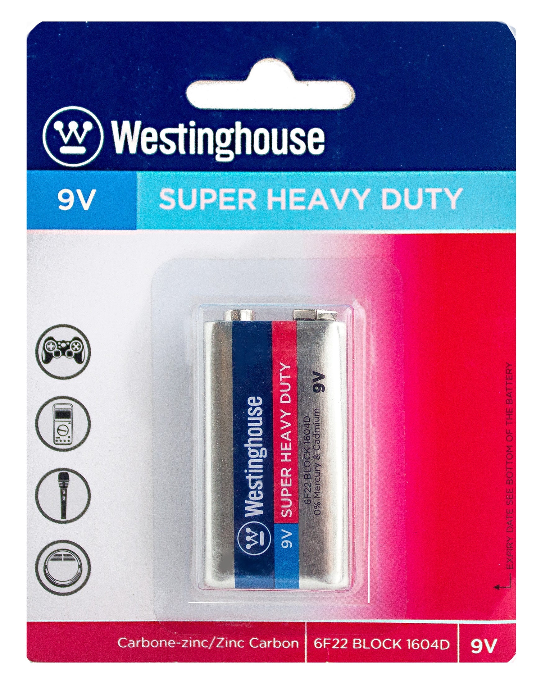 Westinghouse Super Heavy Duty 9V Battery Eco Fee $0.04SUS 