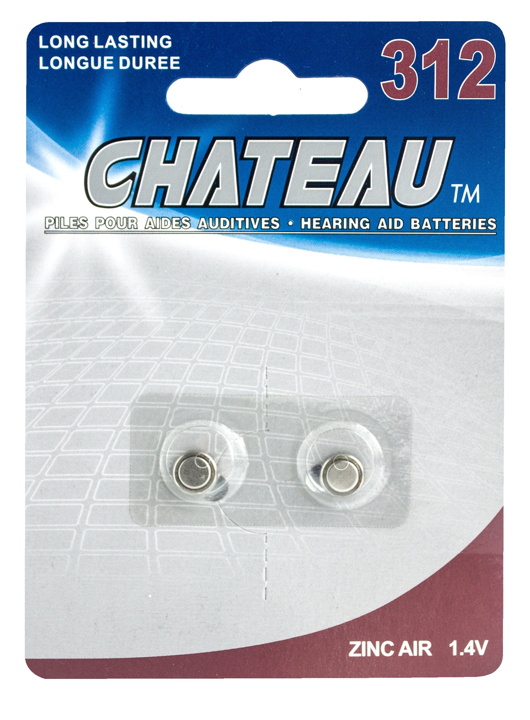 Chateau 2 Earing Aid Batteries 312 1.4V Eco Fee $0.04SUS 