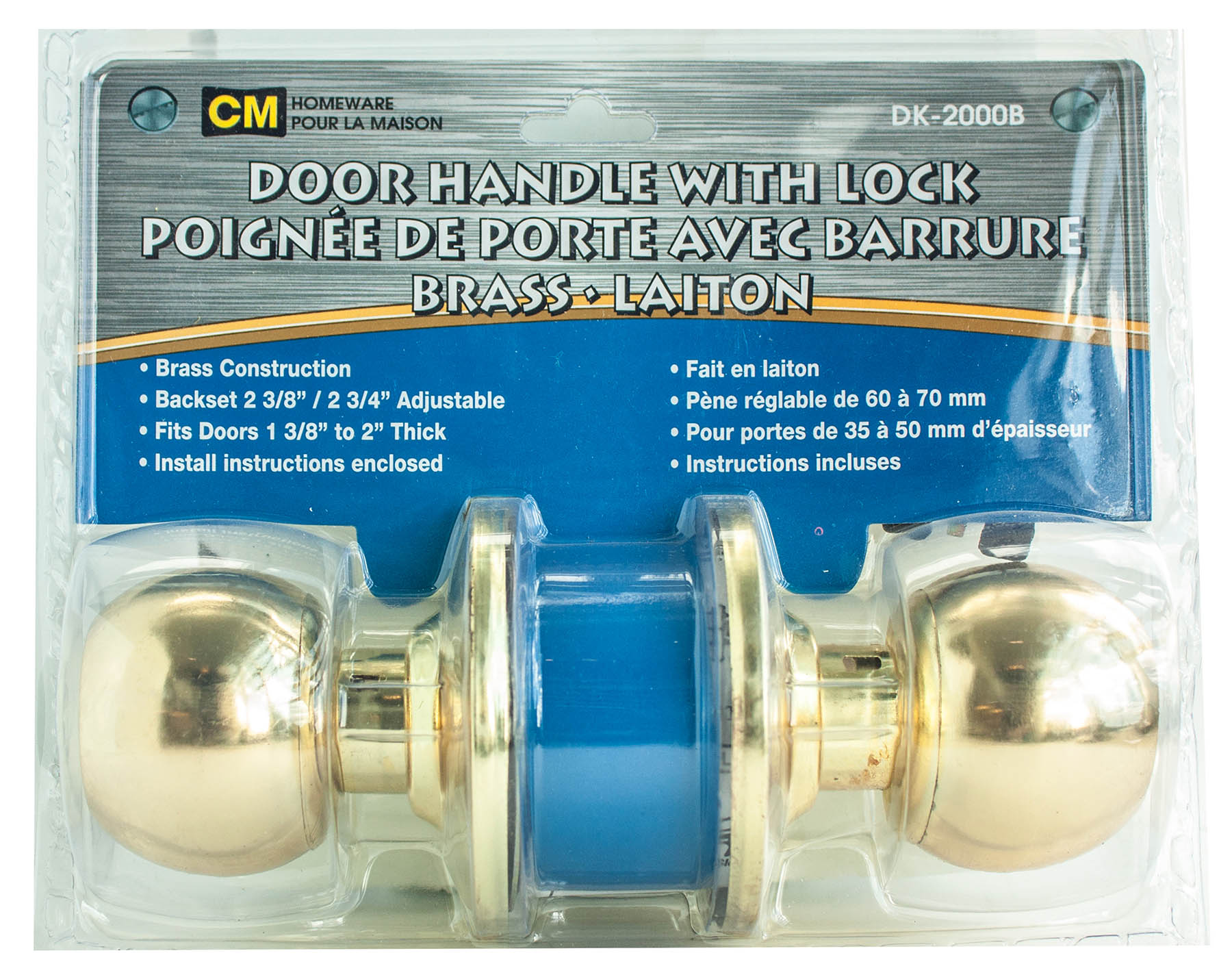 CM Brass Hallway Door Handle with Lock  