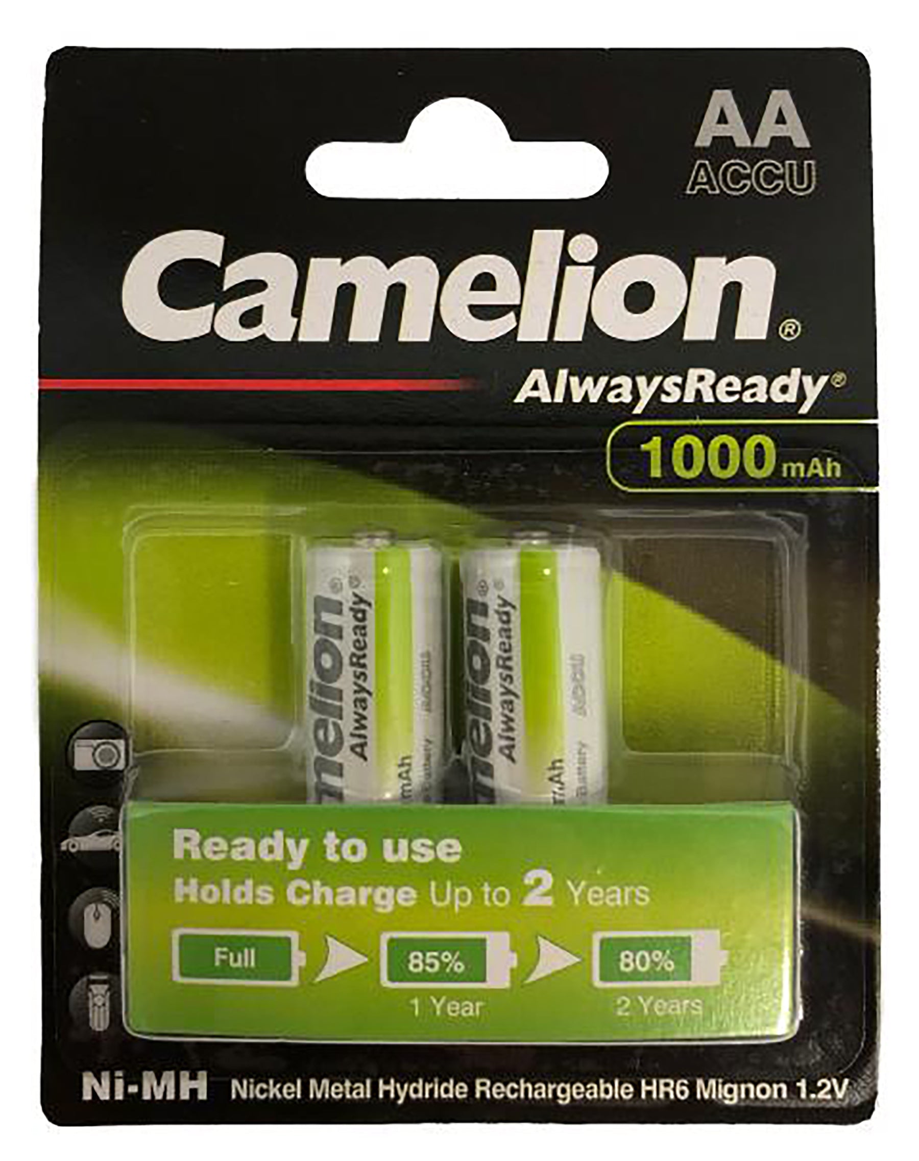 Camelion 2 Rechargeable AA Batteries 1000mAh Eco Fee $0.16SUS 
