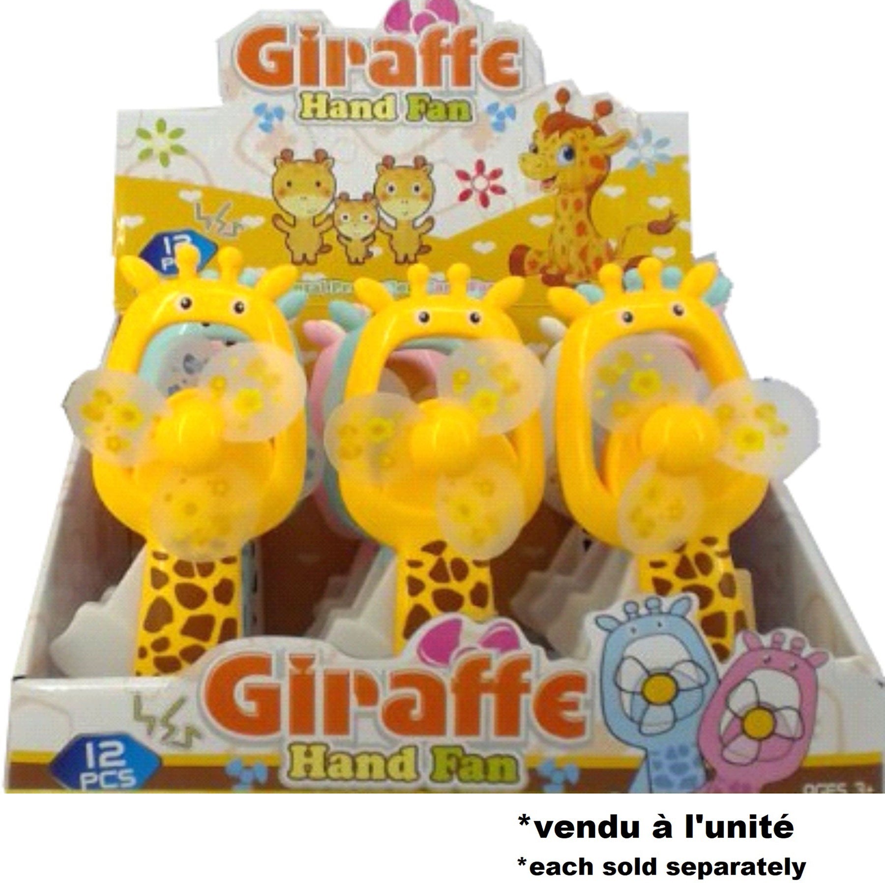 Squeeze Hand Fan - Giraffe 7.75in