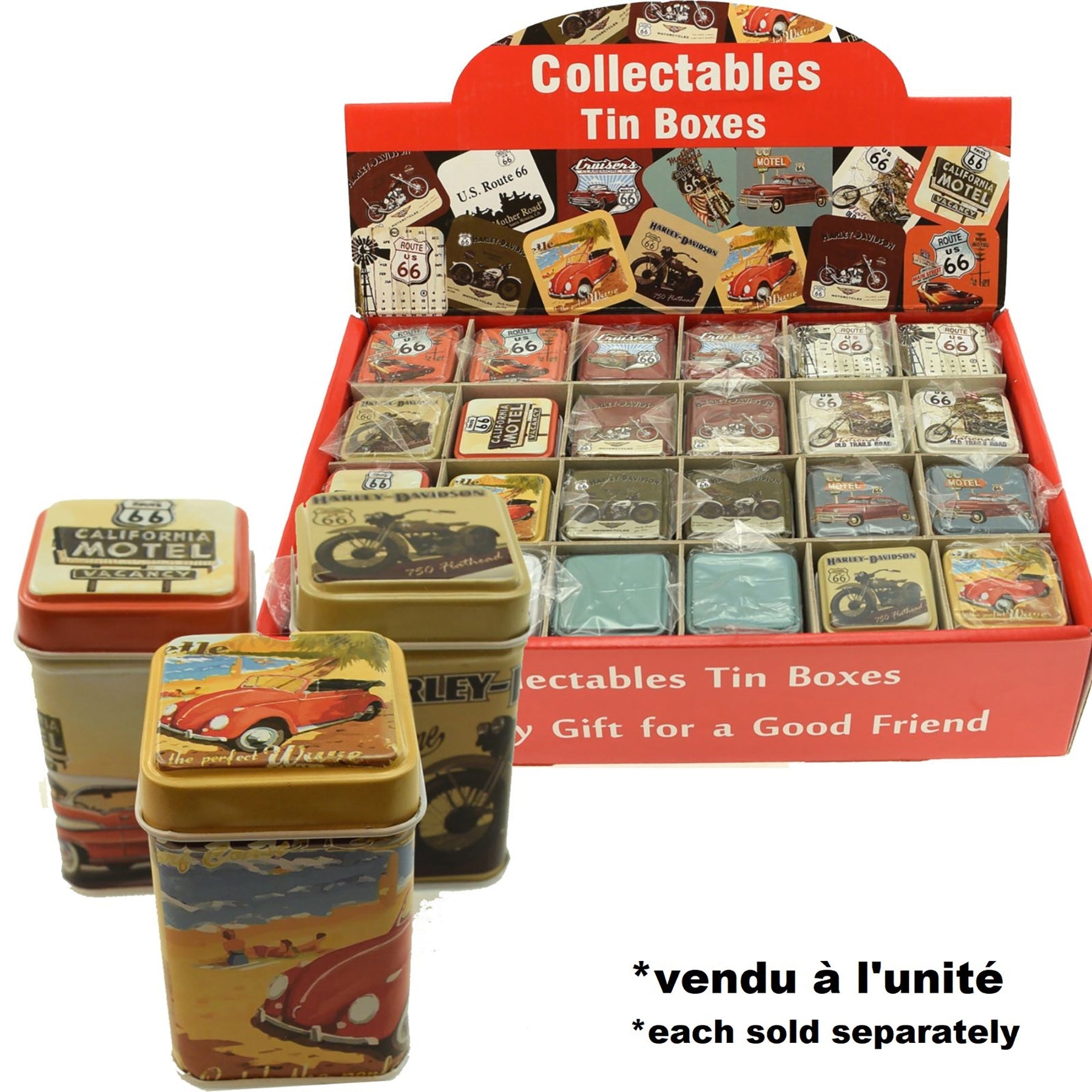 Vintage Car Tin Box 1.75x1.75x2.75in