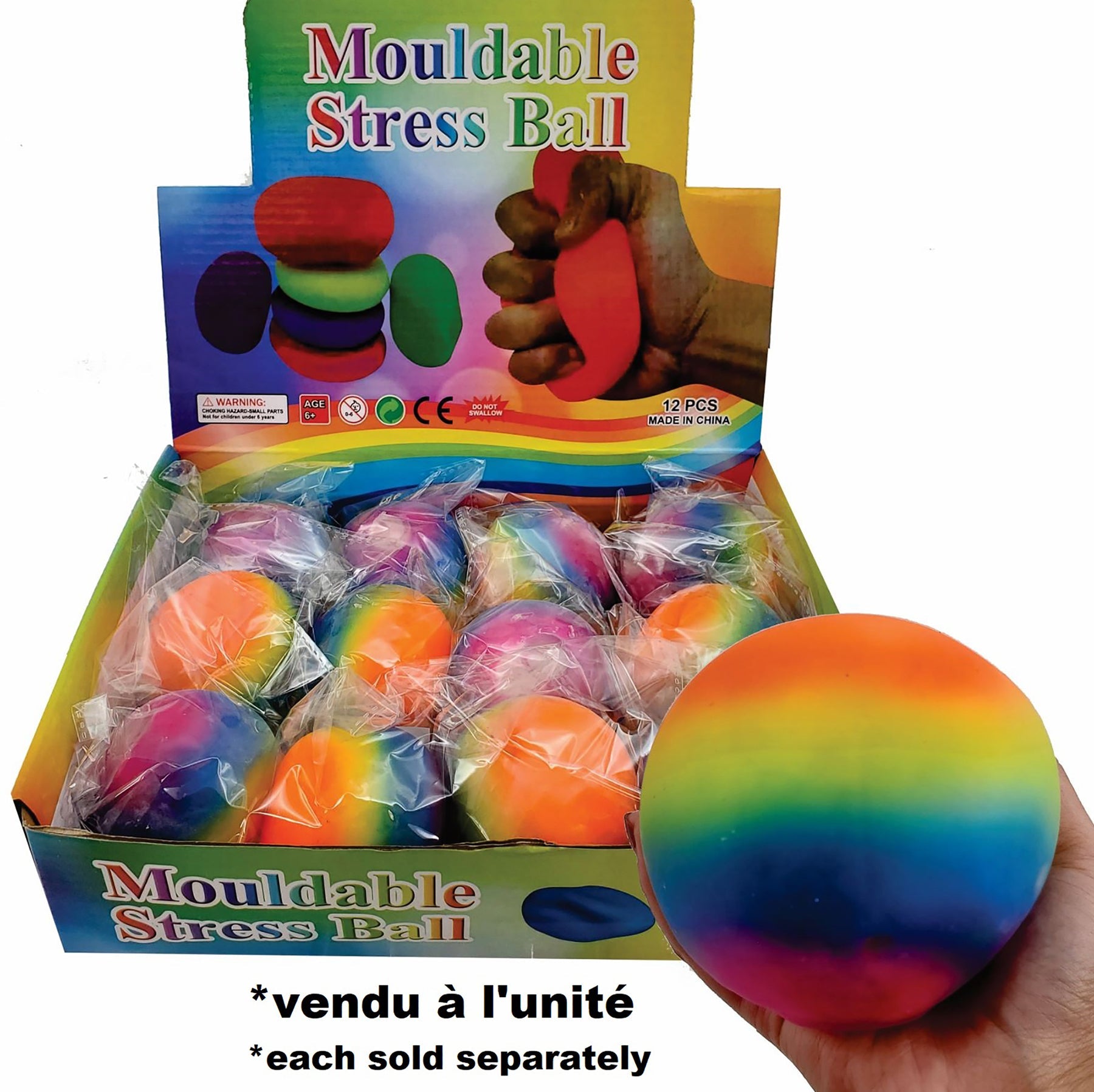 Rainbow Mouldable Stress Ball 4in (10cm)