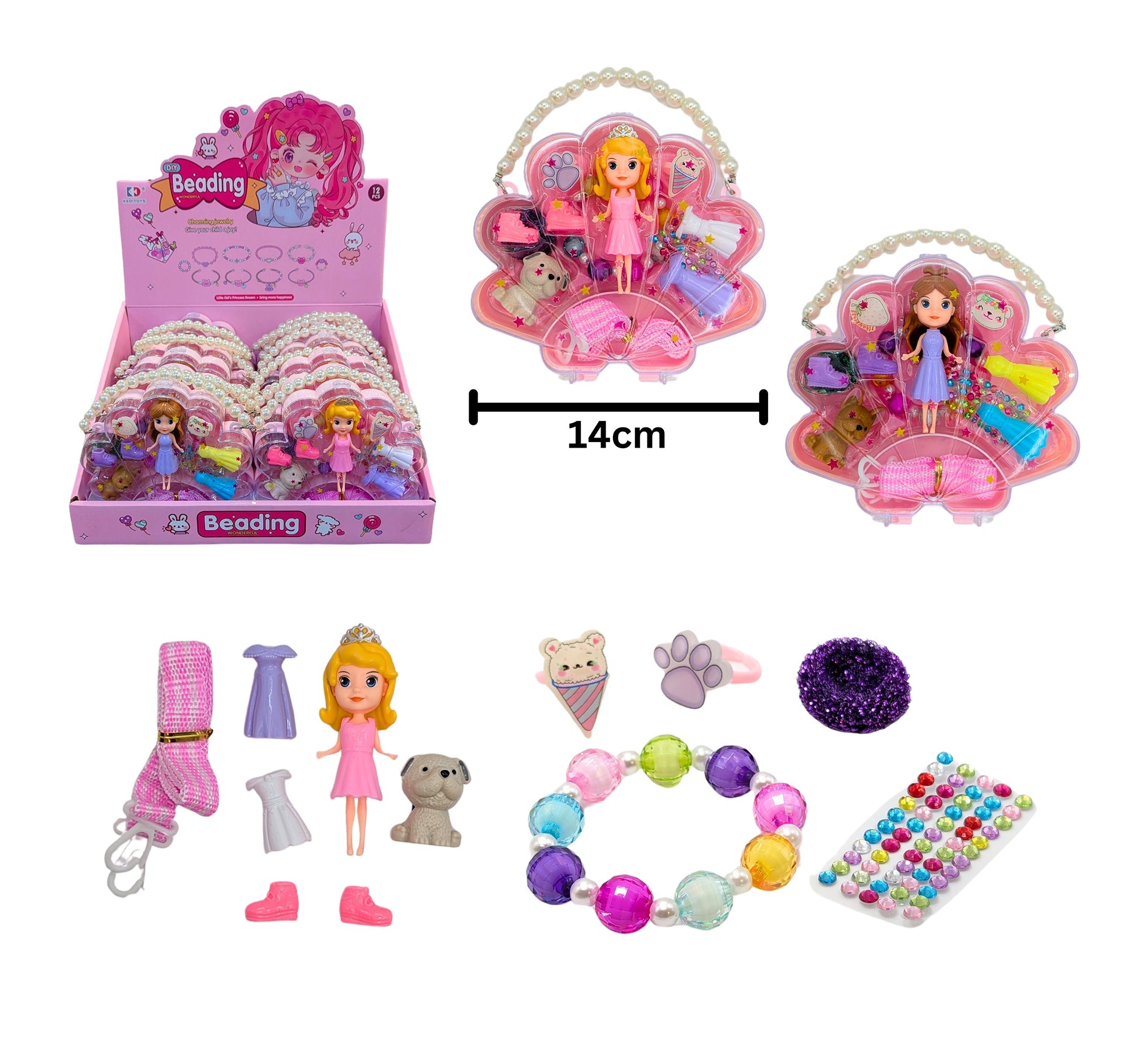Mini Doll with Accessories in Seashell Shaped Box Age 5+ 5.5x5in VRT