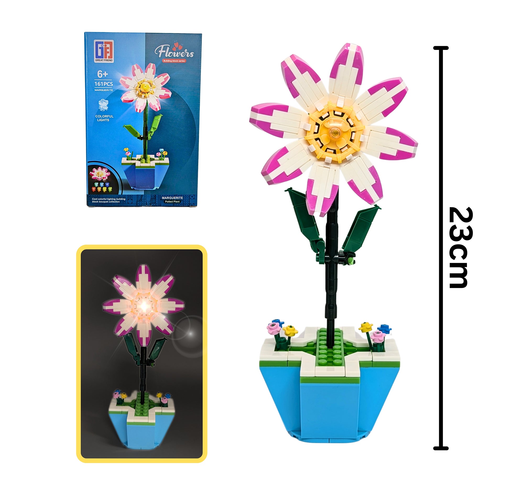 Light-up Building Blocks 161pcs - Potted Flower Age 6+  