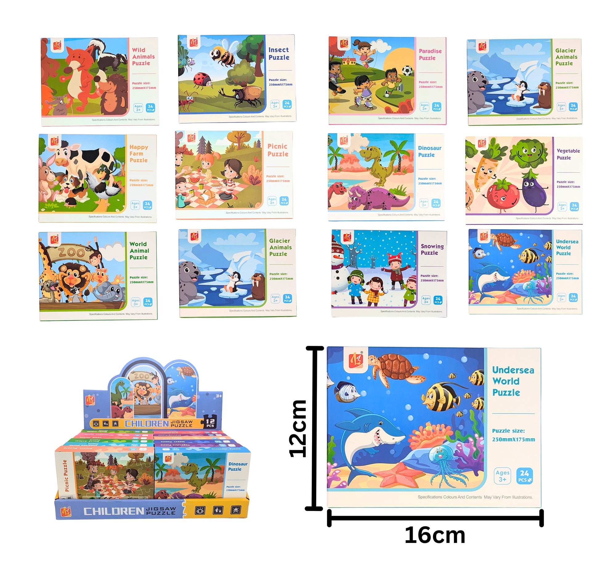 24pcs Dinosaur Puzzle Age 3+ 9.8x6.9in VRT
