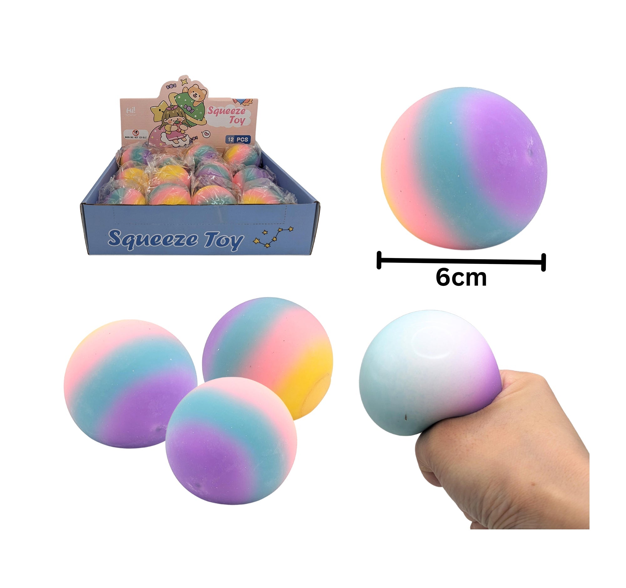 Squeeze Toy - Rainbow Ball  Age 5+ 2.25in VRT