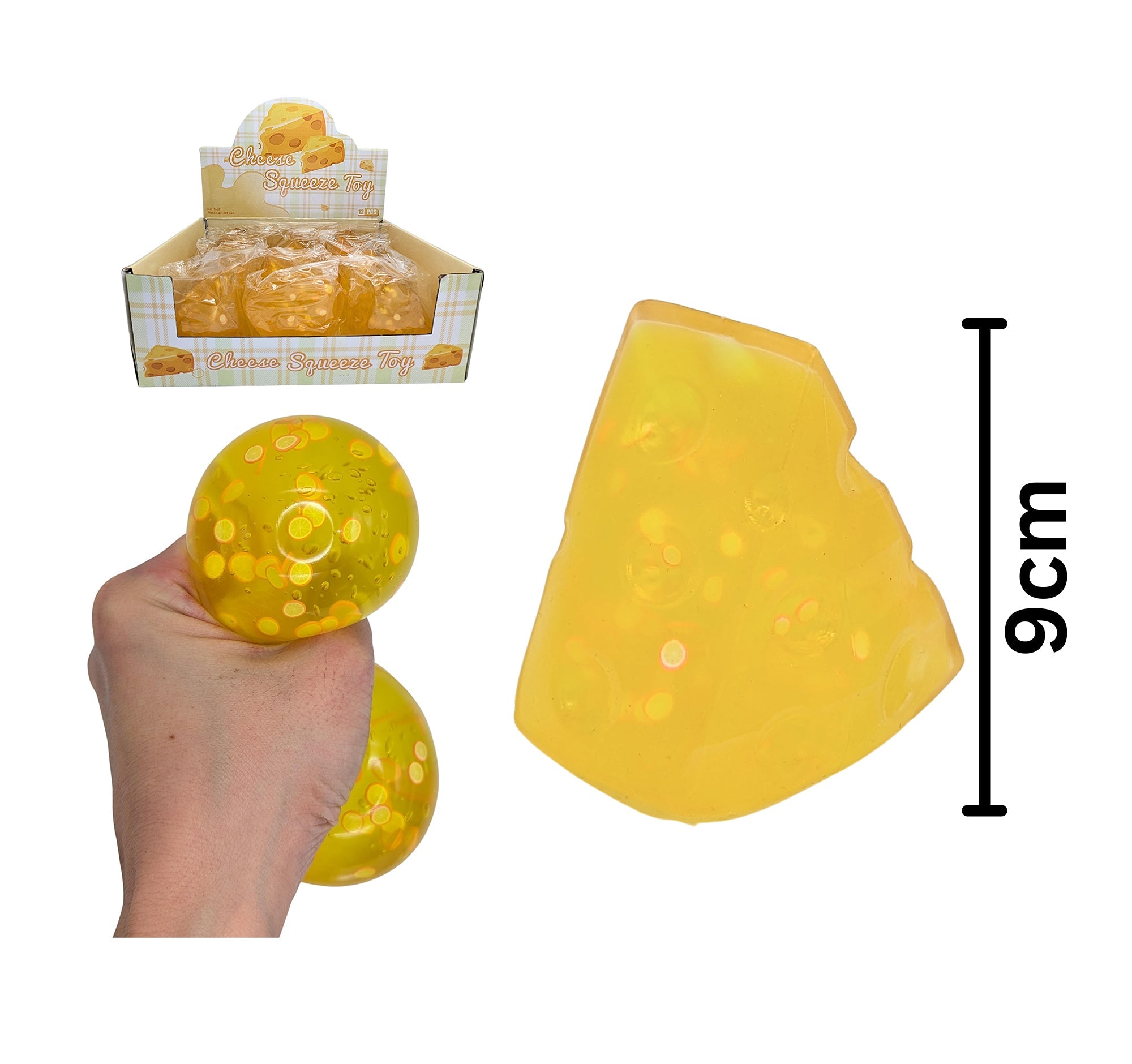 Squeeze Toy - Yellow Cheese  Age 5+ 3.25x2.75in