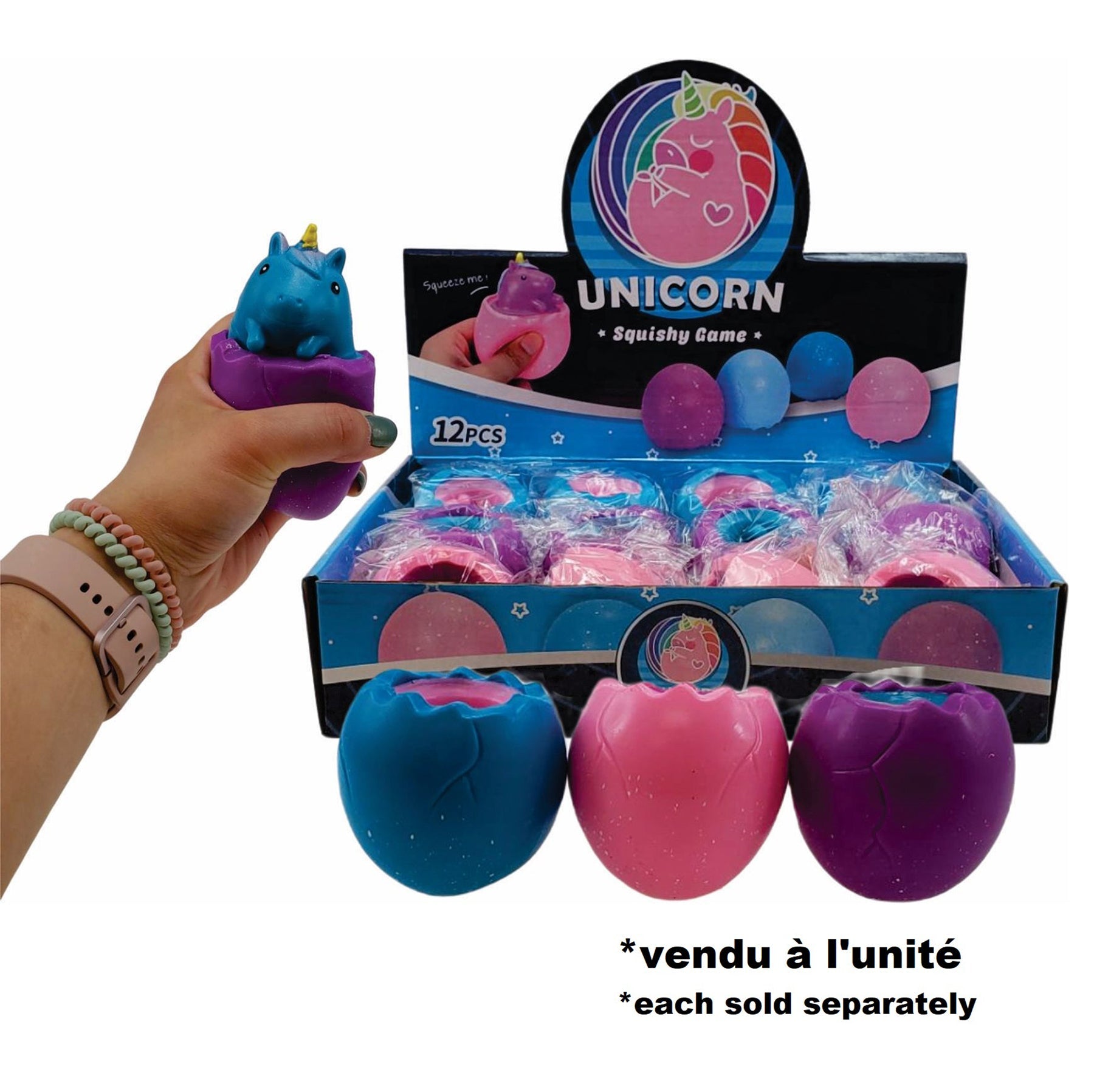 Pop Out Unicorn in Egg - Rubber 2.5in