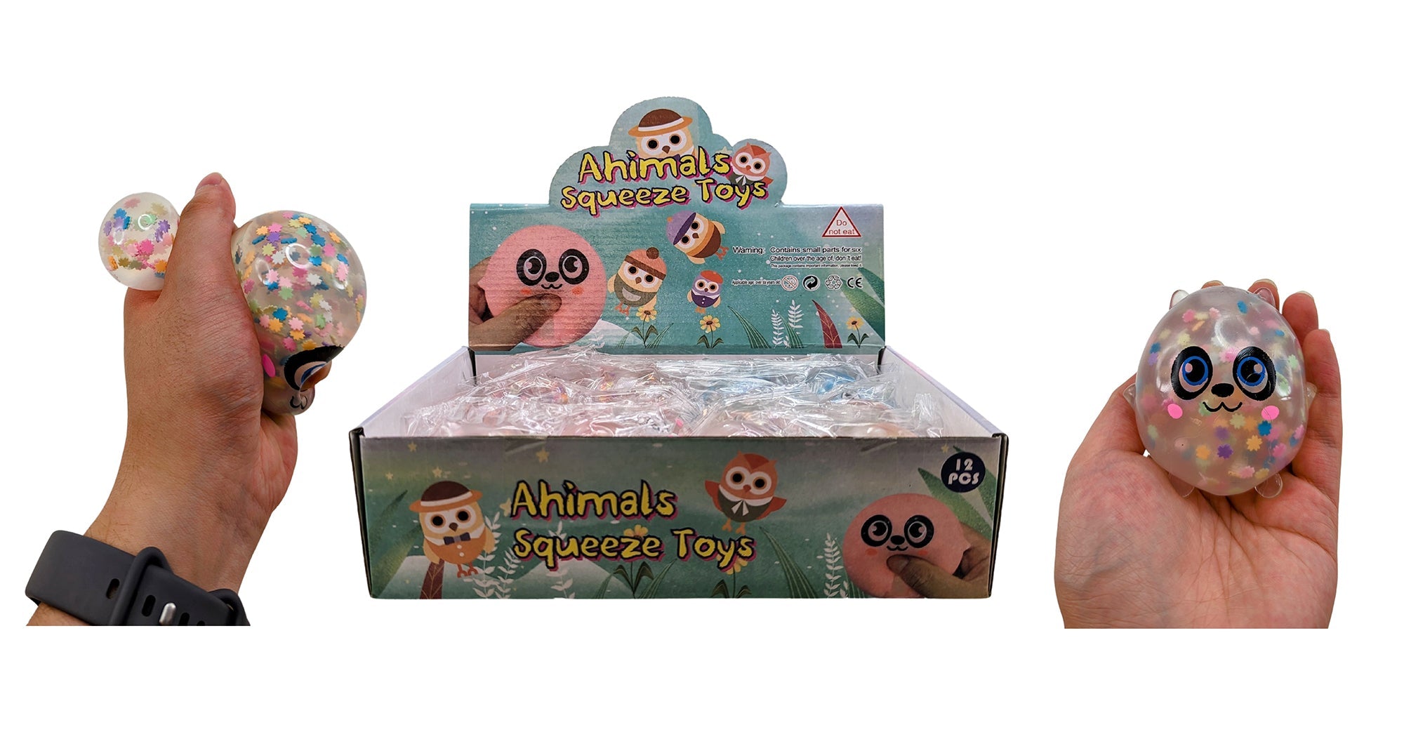 Squeeze Toy - Animal with Star Confetti Age 3+ 3x2.75in  VRT 