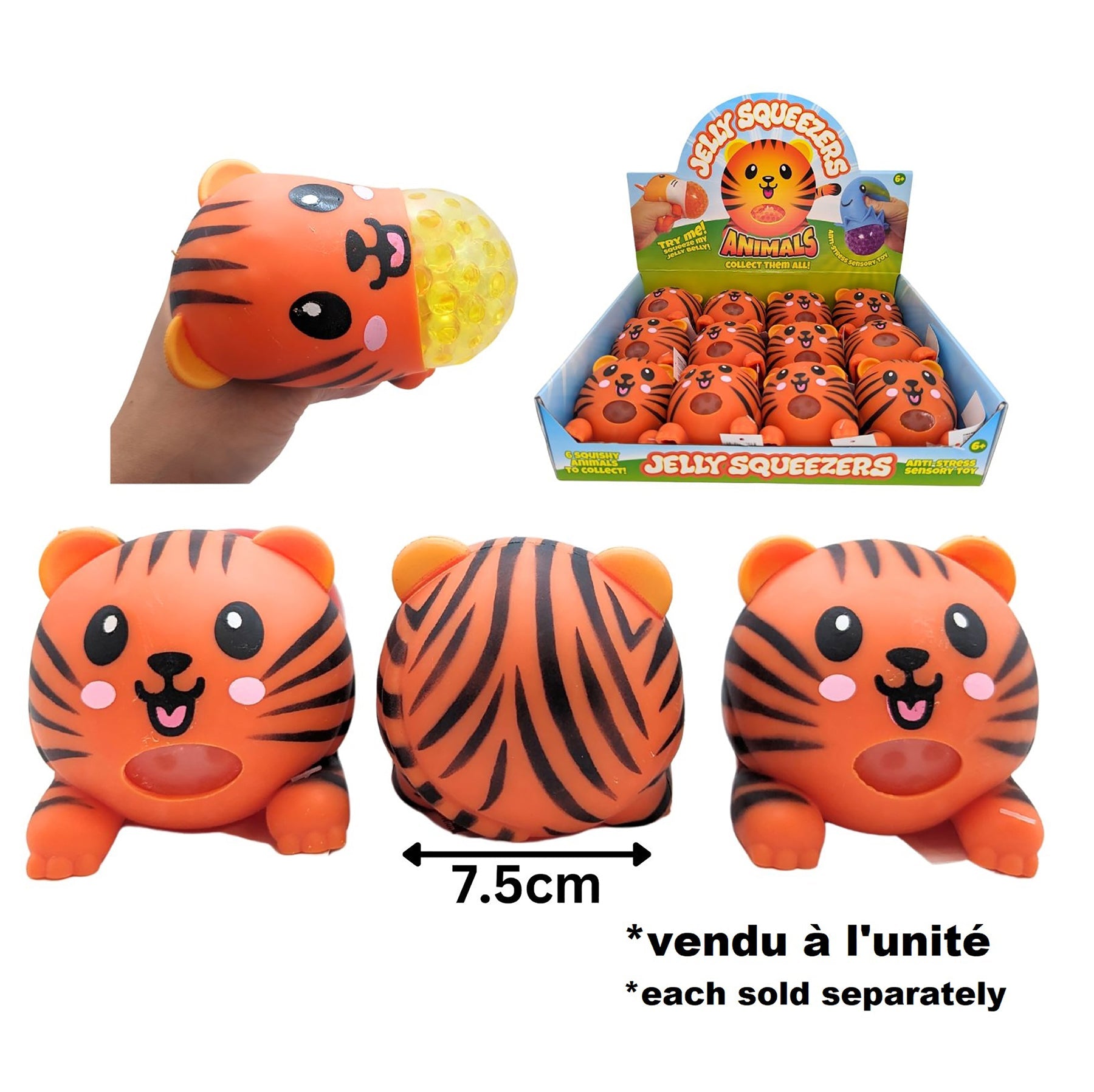 Squeeze Tiger Beadball 3in (7.6cm)
