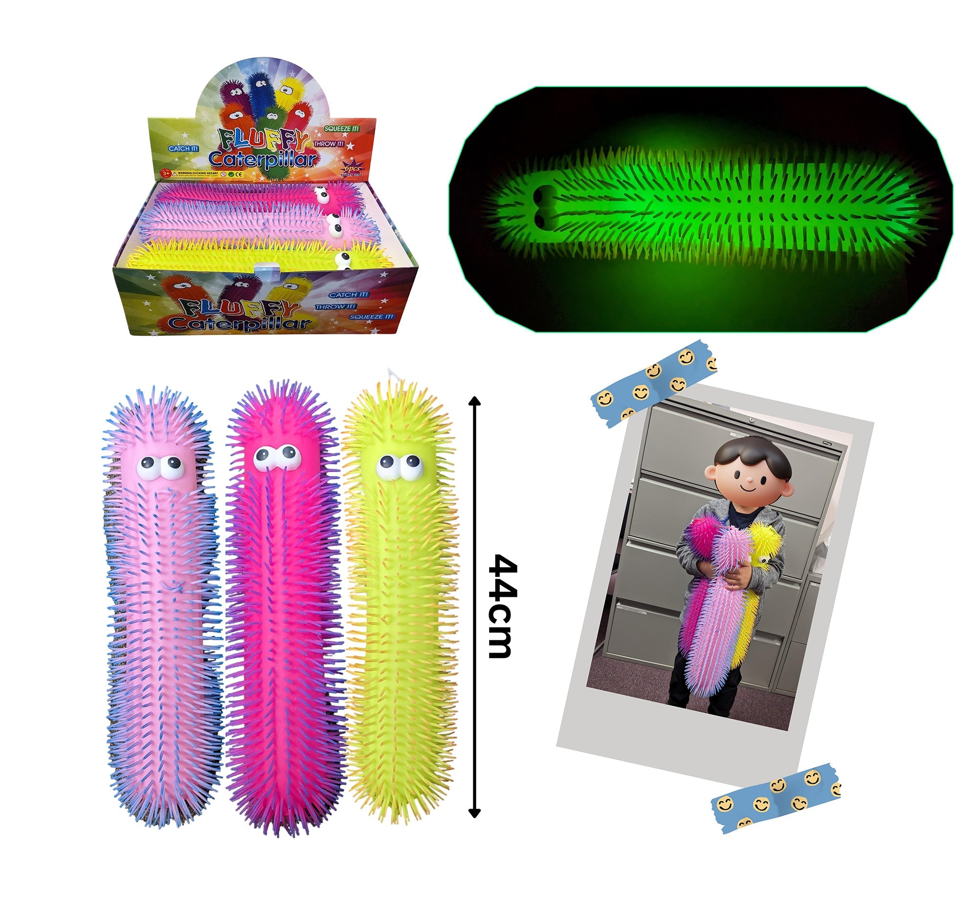 Light-up Fluffy Caterpillar Age 3+ 18x4in VRT