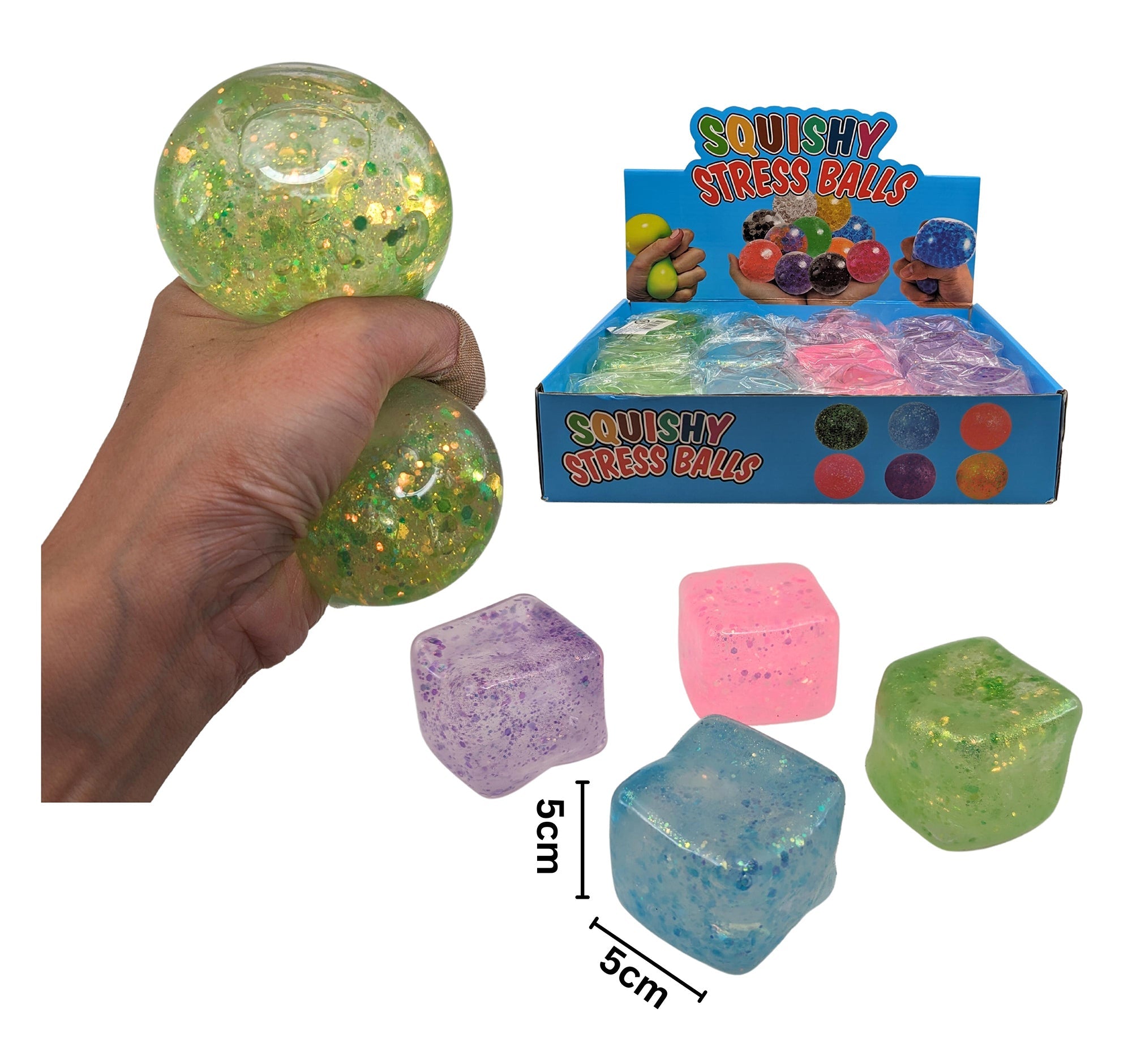 Squeeze Toy - Glittering Cube  Age 3+  2.2in  VRT
