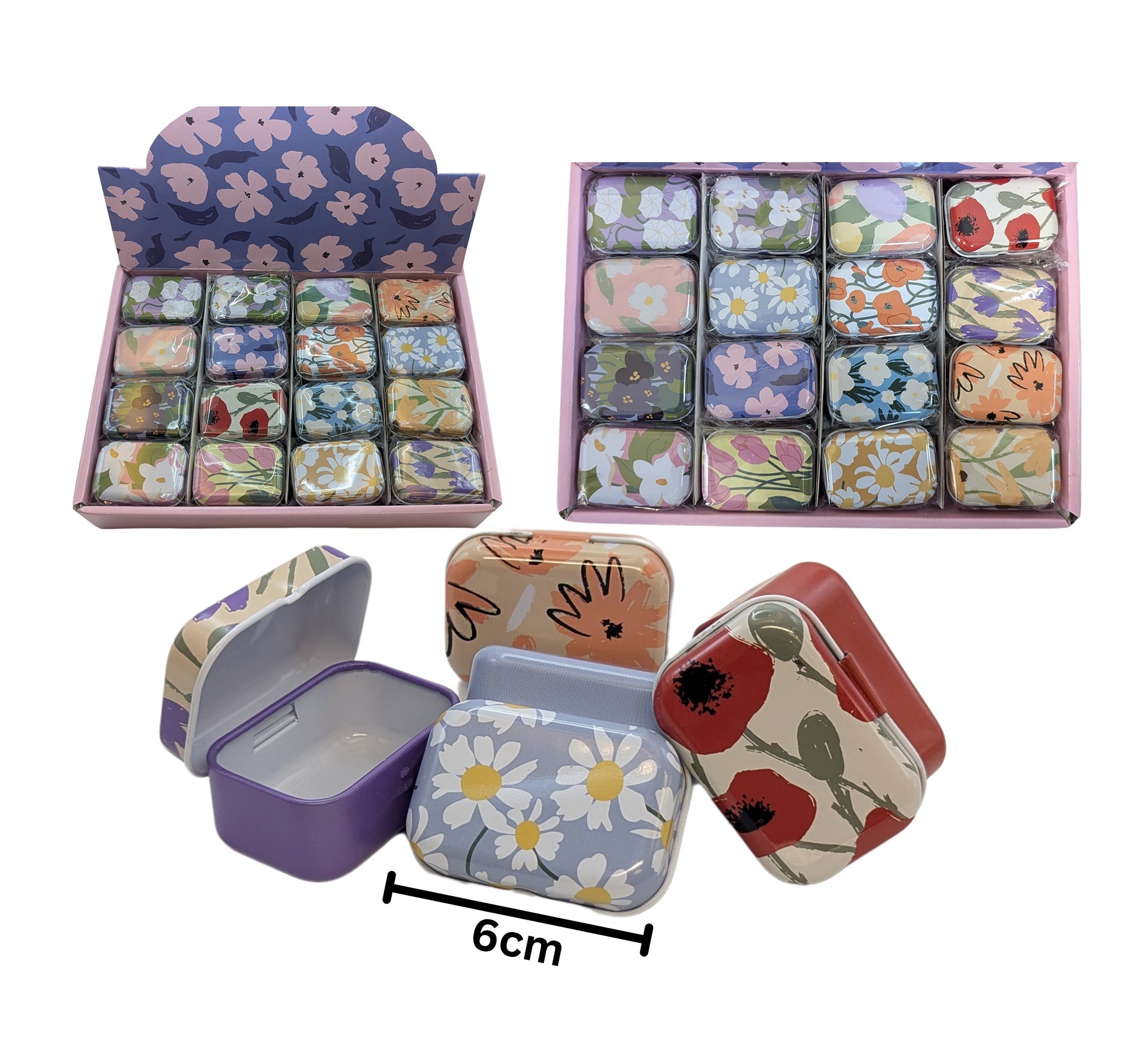 Mini Metal Box Flower Series 2.25x1.5x1in VRT