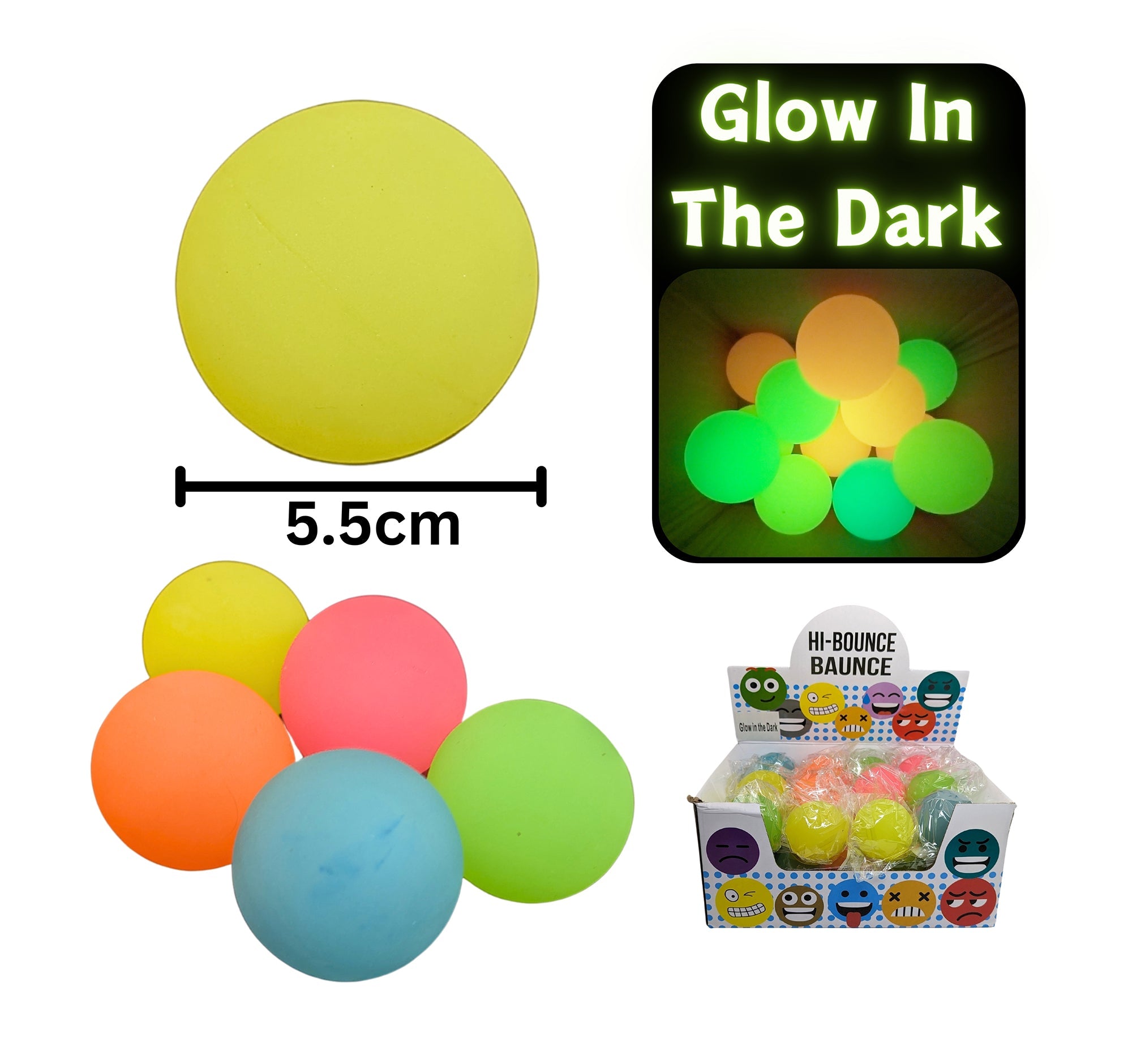 Bouncy Glow in the Dark Ball Age 3+ 2in VRT