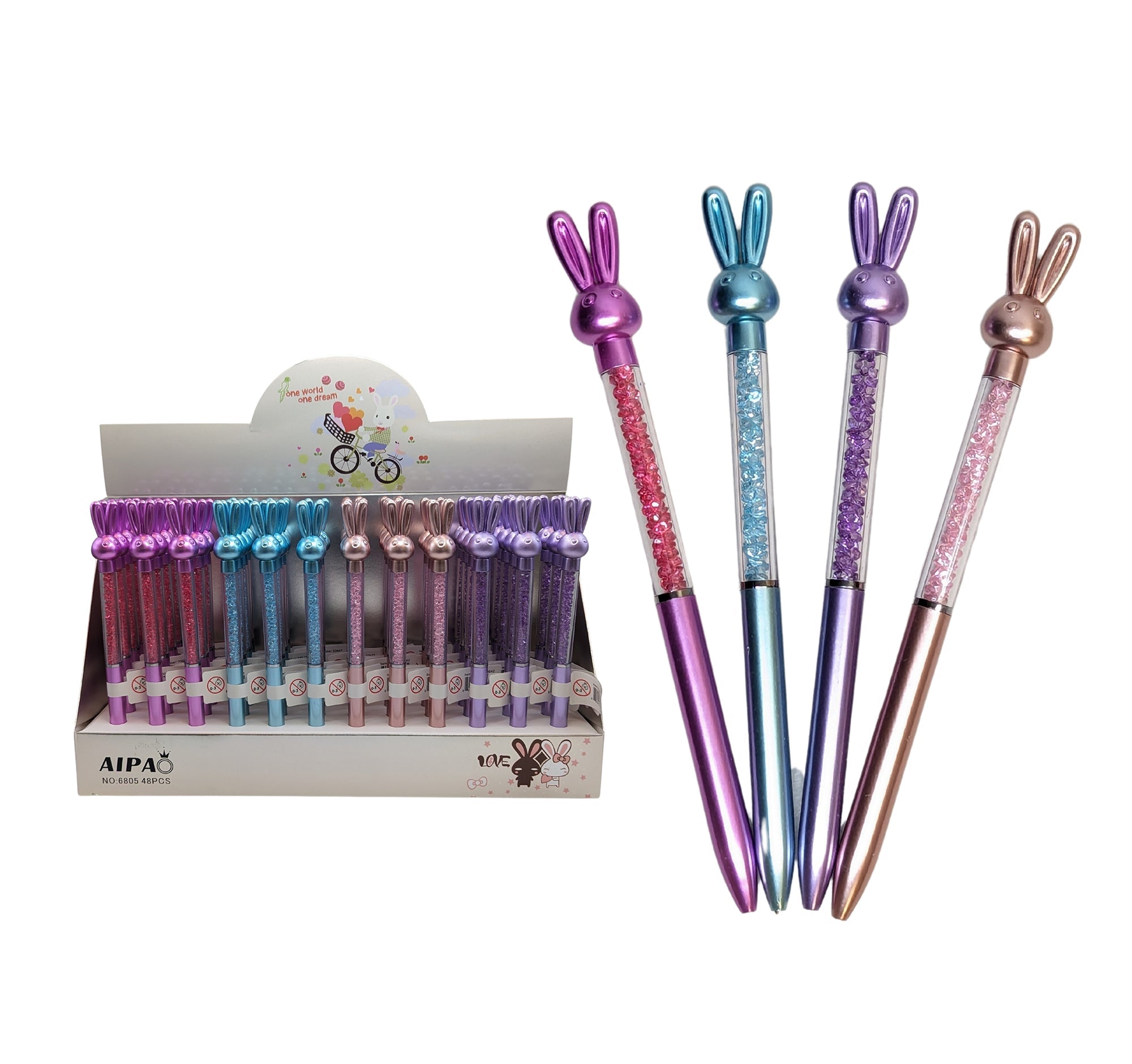 Metallic Bunny Ballpoint Pen - Blue Ink 6.8in VRT