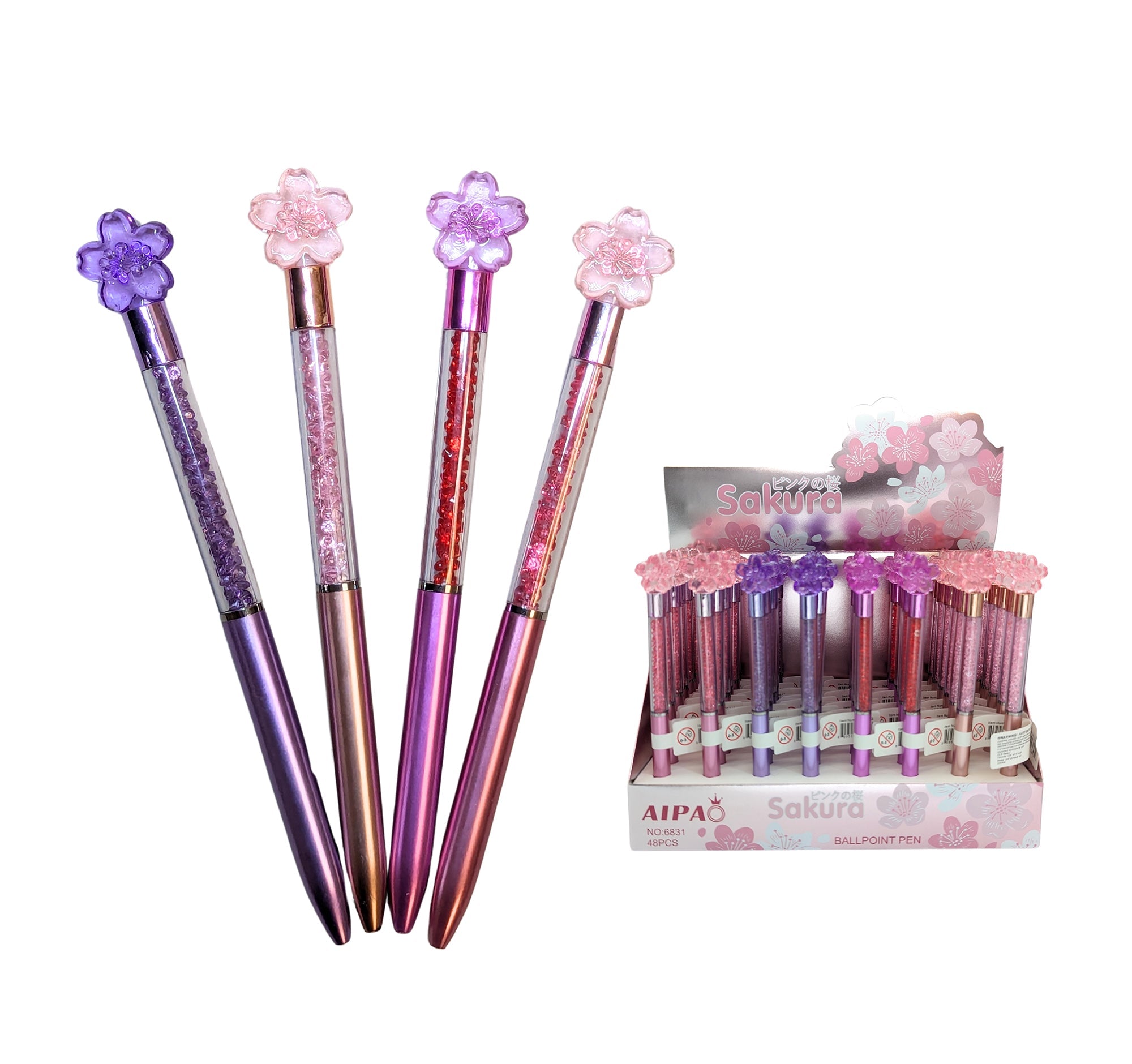 Metallic Flower Ballpoint Pen - Blue Ink 6.5in VRT