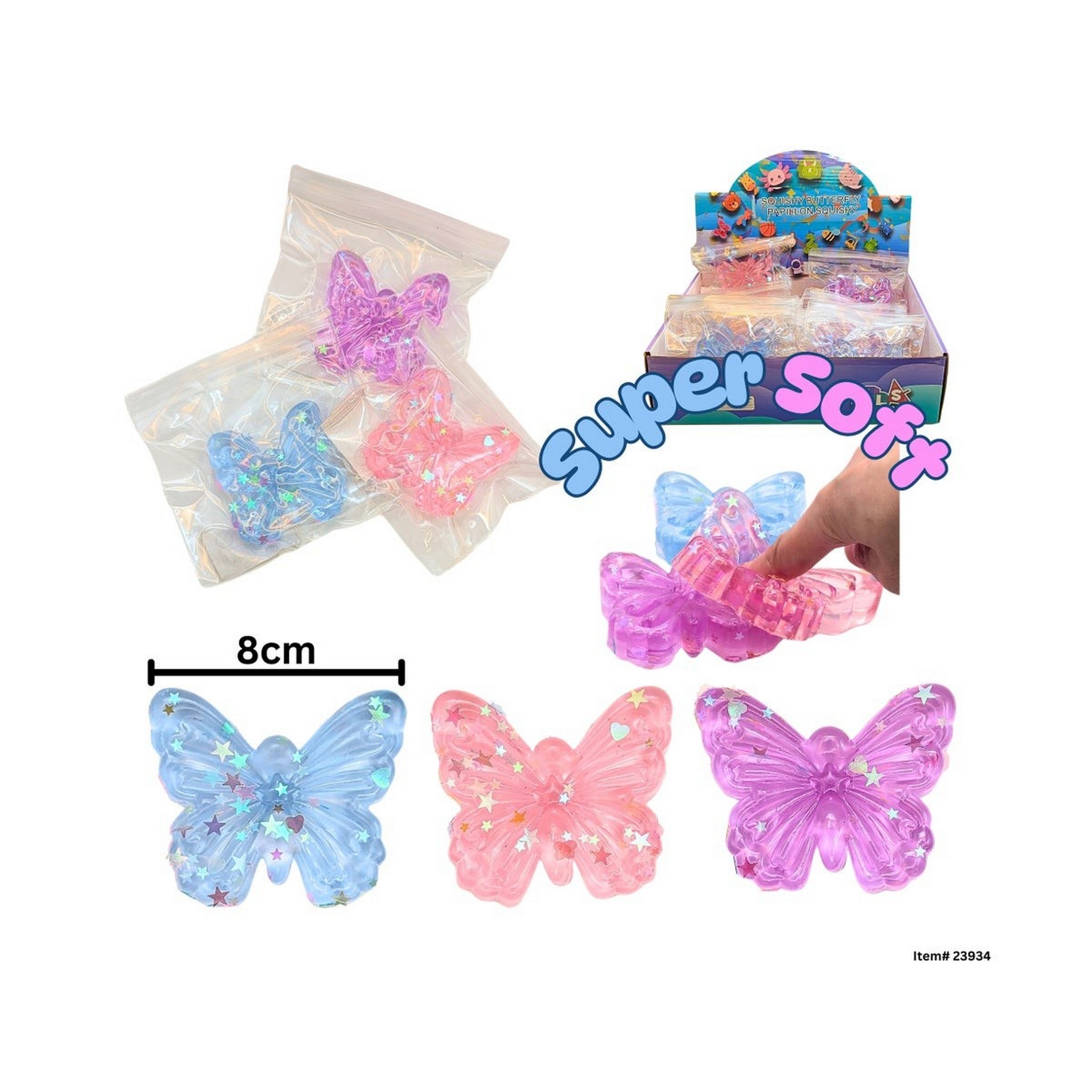 Sticky Butterfly with Glitter 3.1in Age 3+ VRT