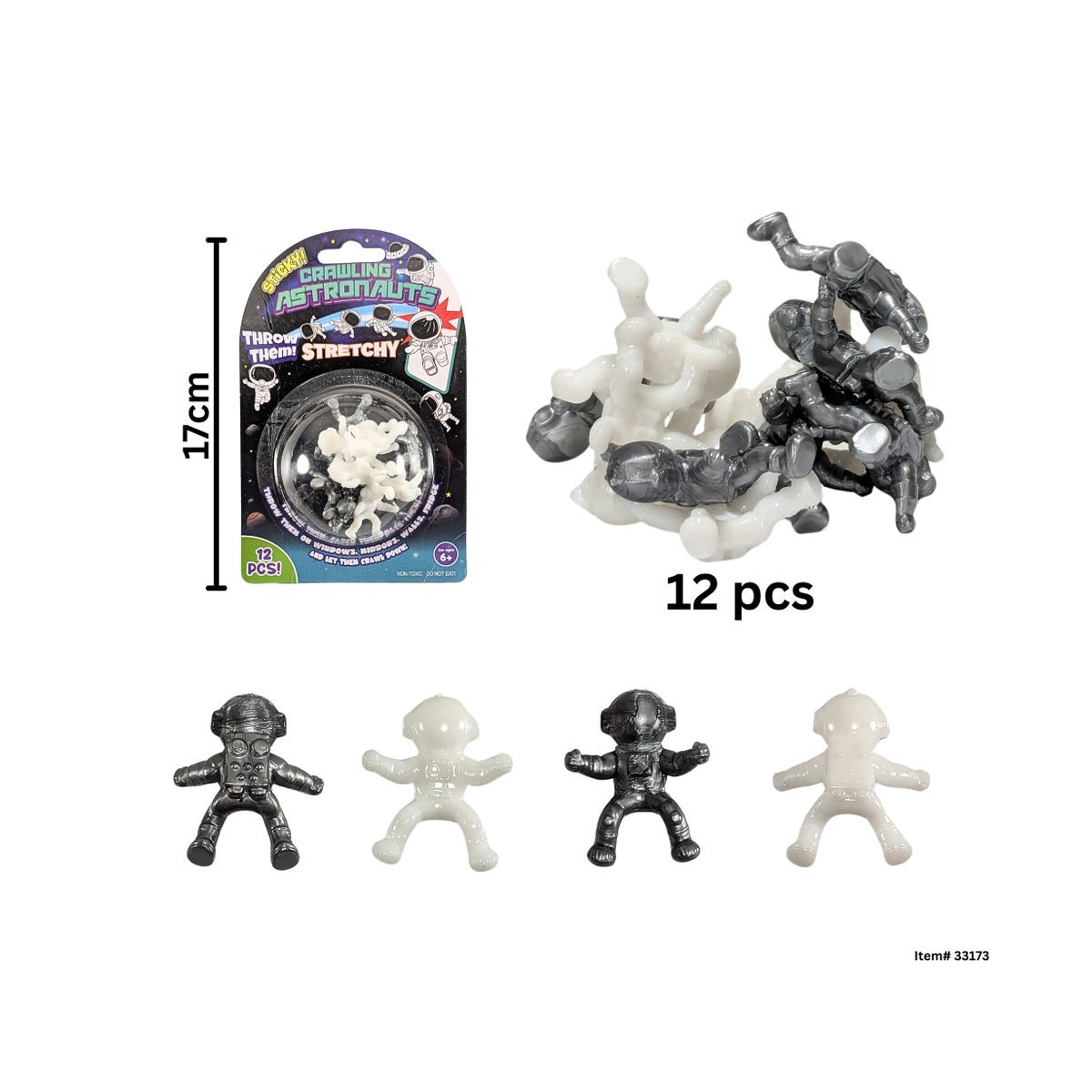 Crawling Stretchy & Sticky Astraunauts - 12 pcs - 6 years+