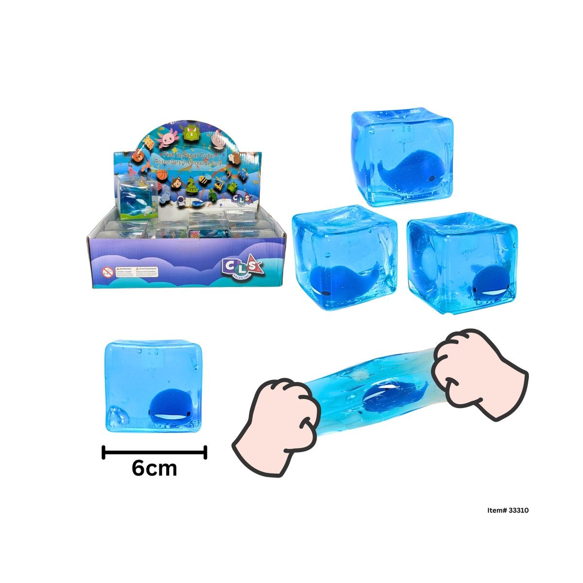 Poisson squishy dans un cube de glace 6cm - 3 ans+