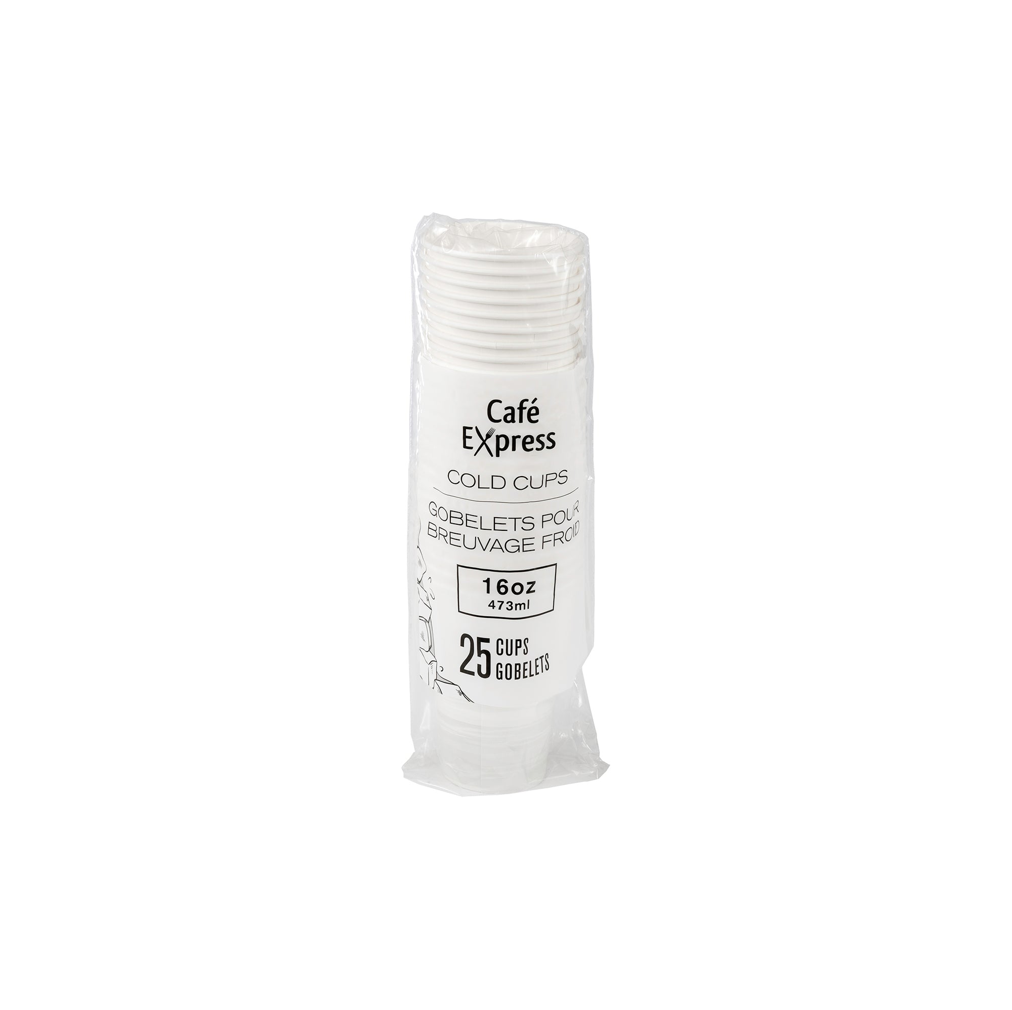 Café Express 25 White Paper Cold Cups 473ml (16oz)