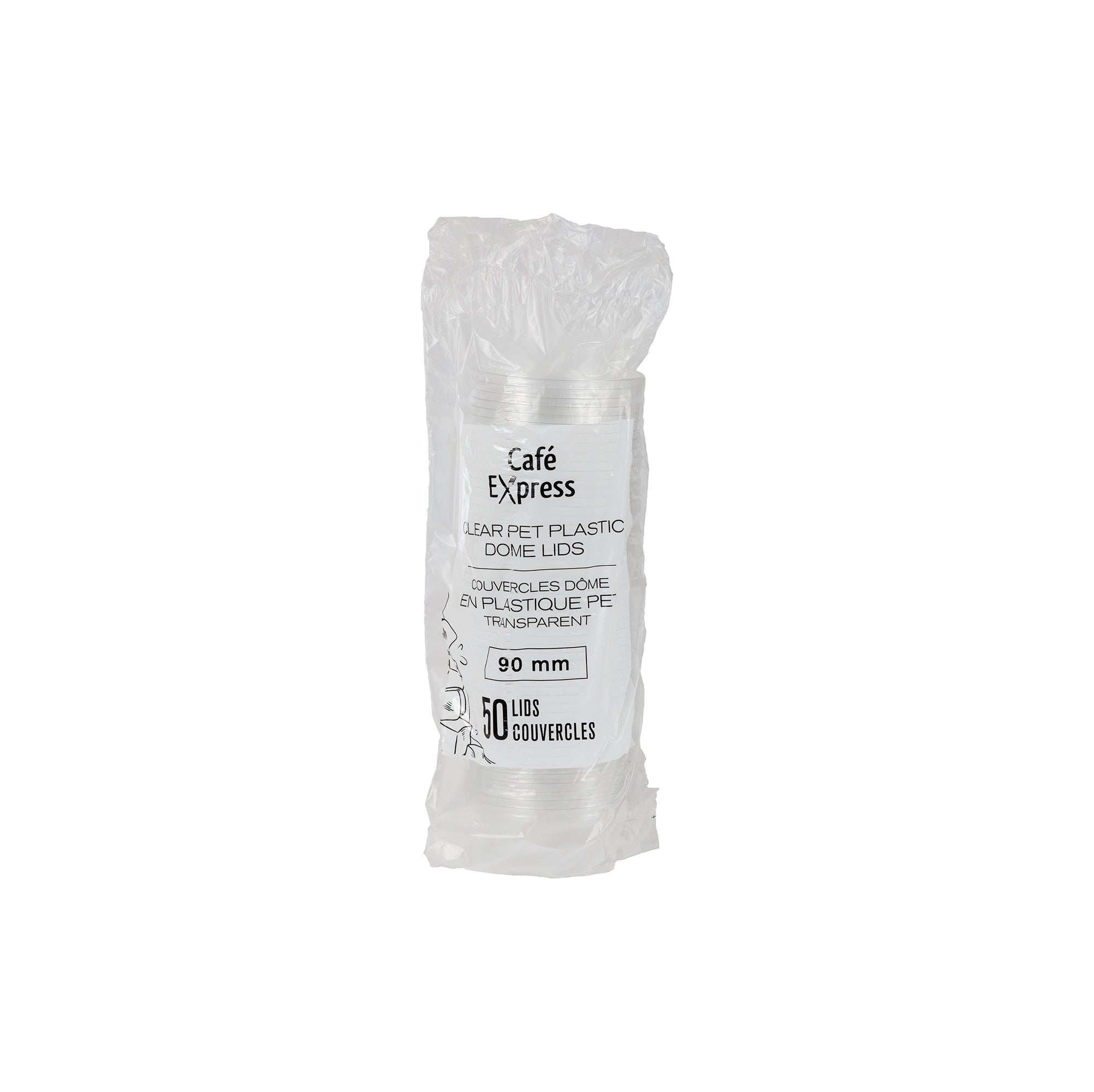 Café Express 50 Clear Plastic Dome Lids 90mm 