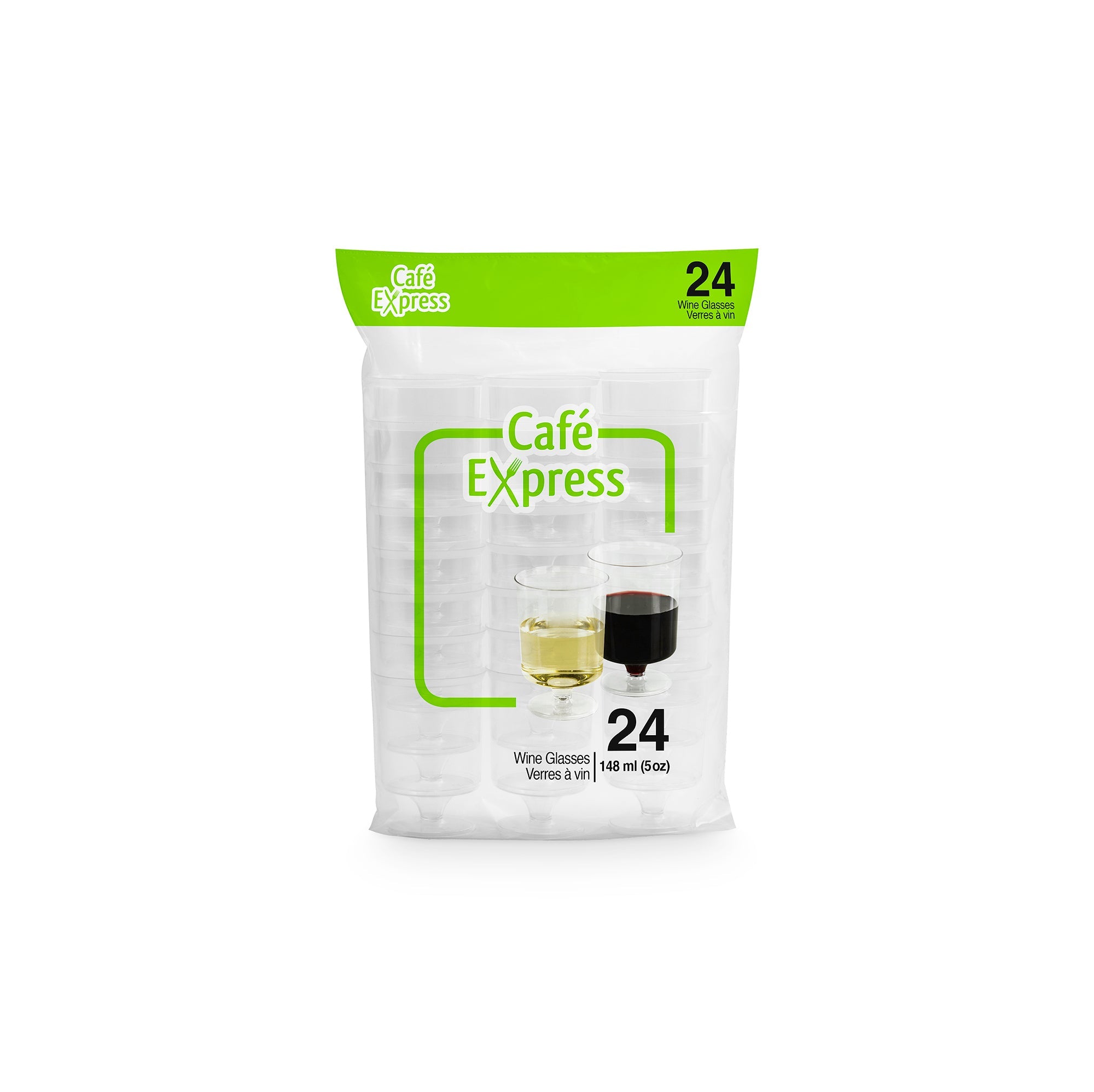 Café Express 24 Plastic Wine Glasses 148ml (5oz) 