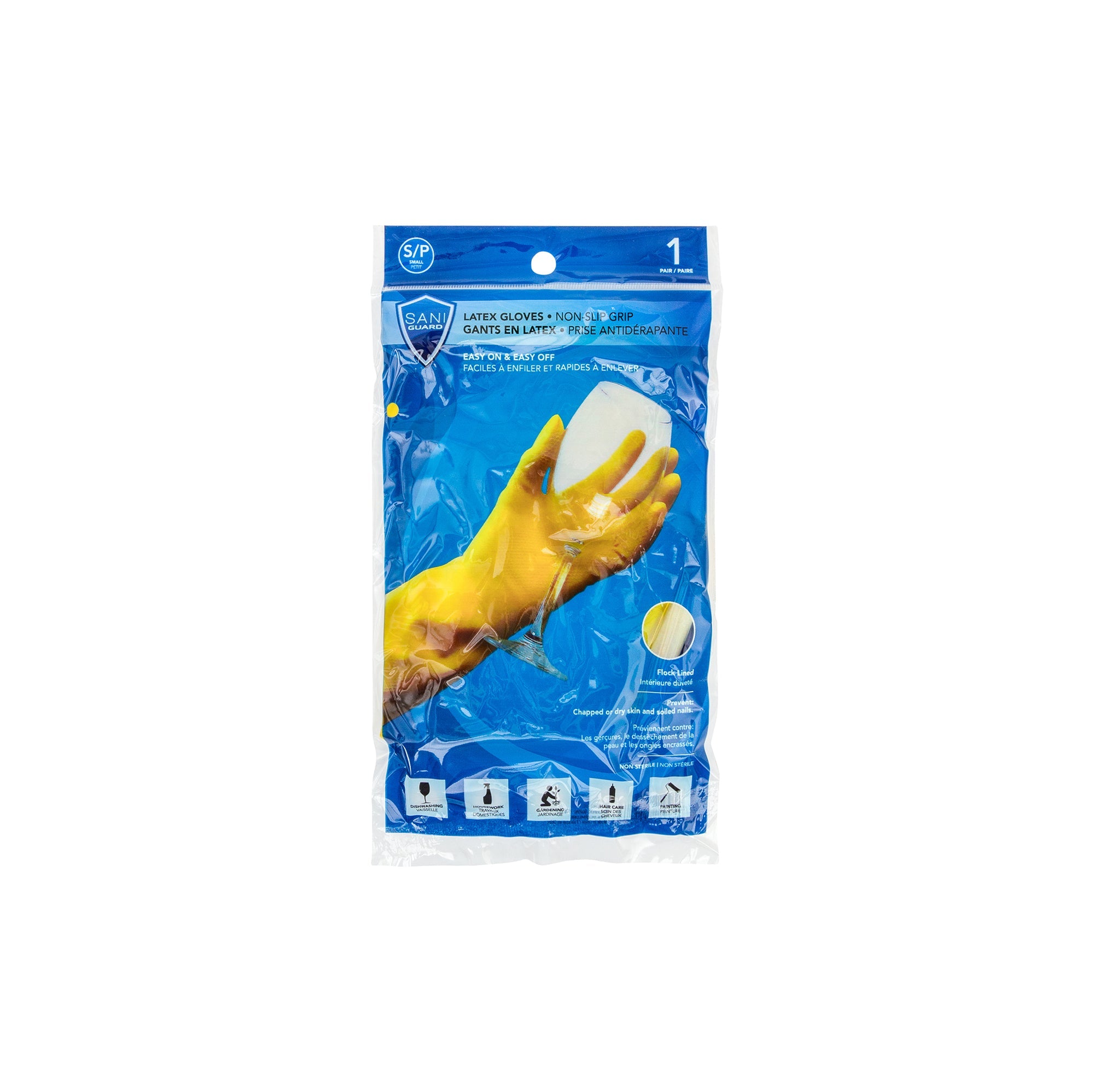 Sani Guard 1 Pair Small Yellow Latex Gloves 