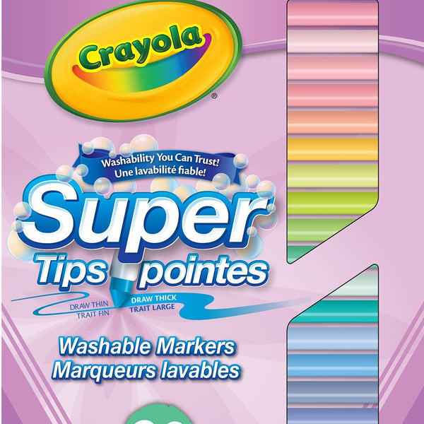CRAYOLA - Super Tips, Pennarelli Lavabili Punta edia, Confezione da 24