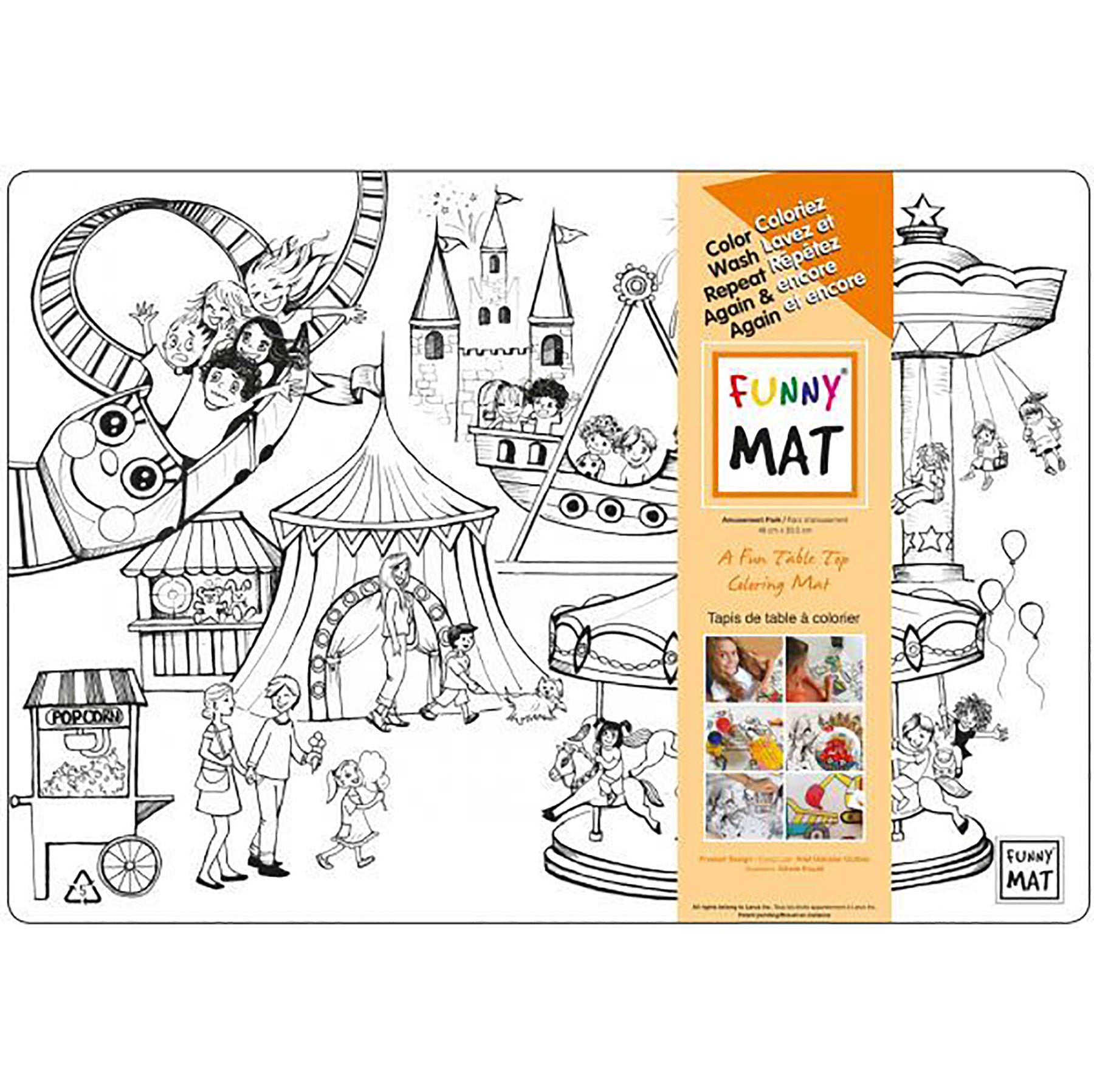 Funny Mat Coloring Placemat - Amusement Park 18.9x13.2in