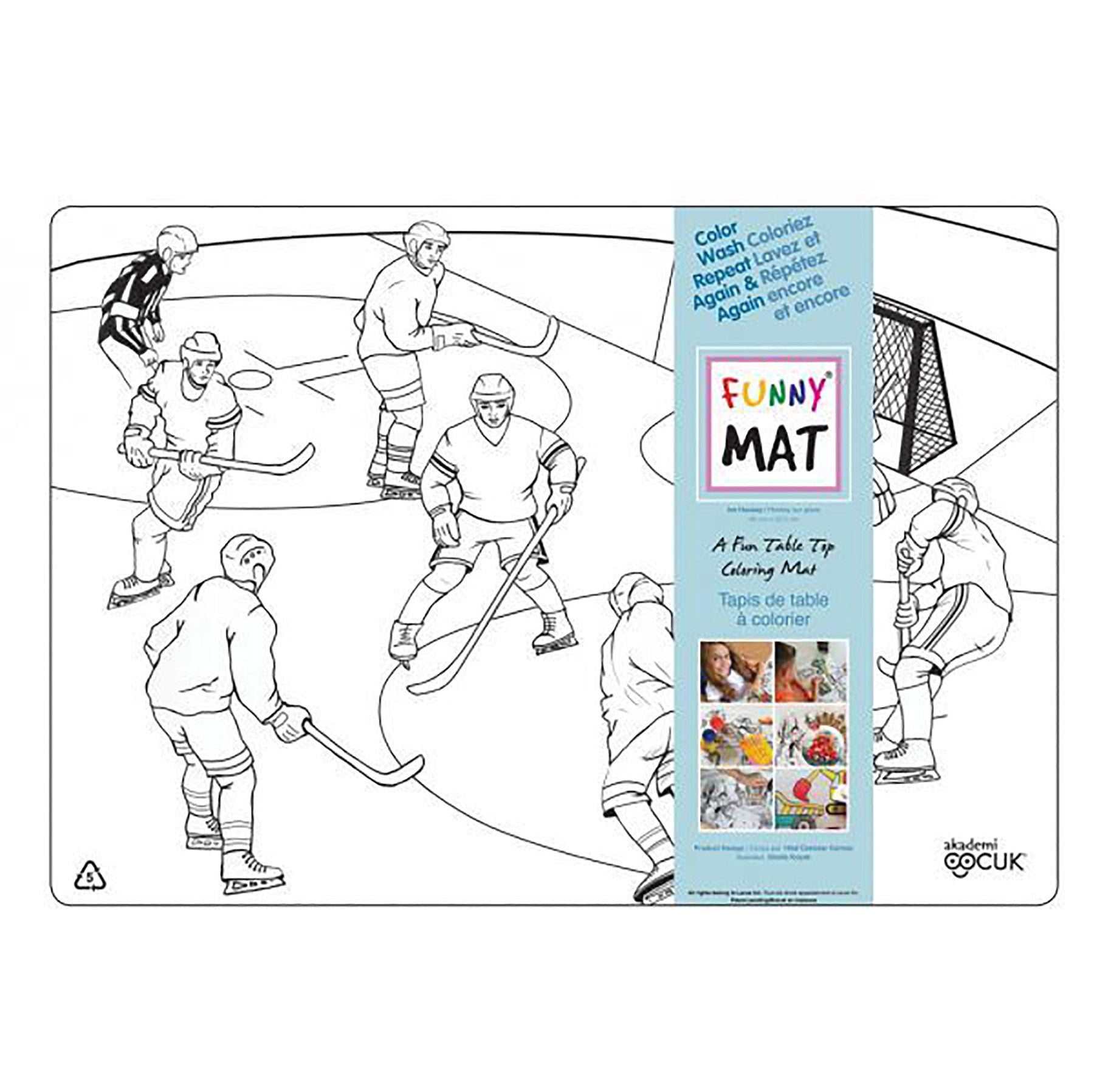 Funny Mat Coloring Placemat - Hockey 18.9x13.2in