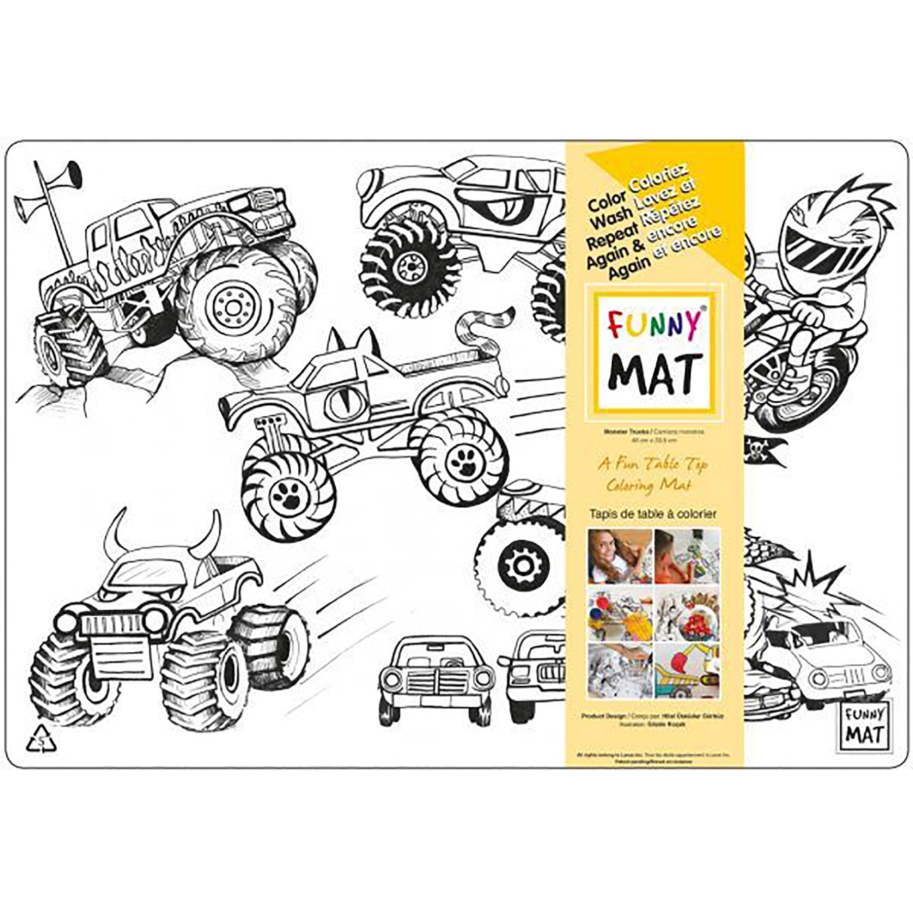 Funny Mat Coloring Placemat - Monster Trucks 18.9x13.2in