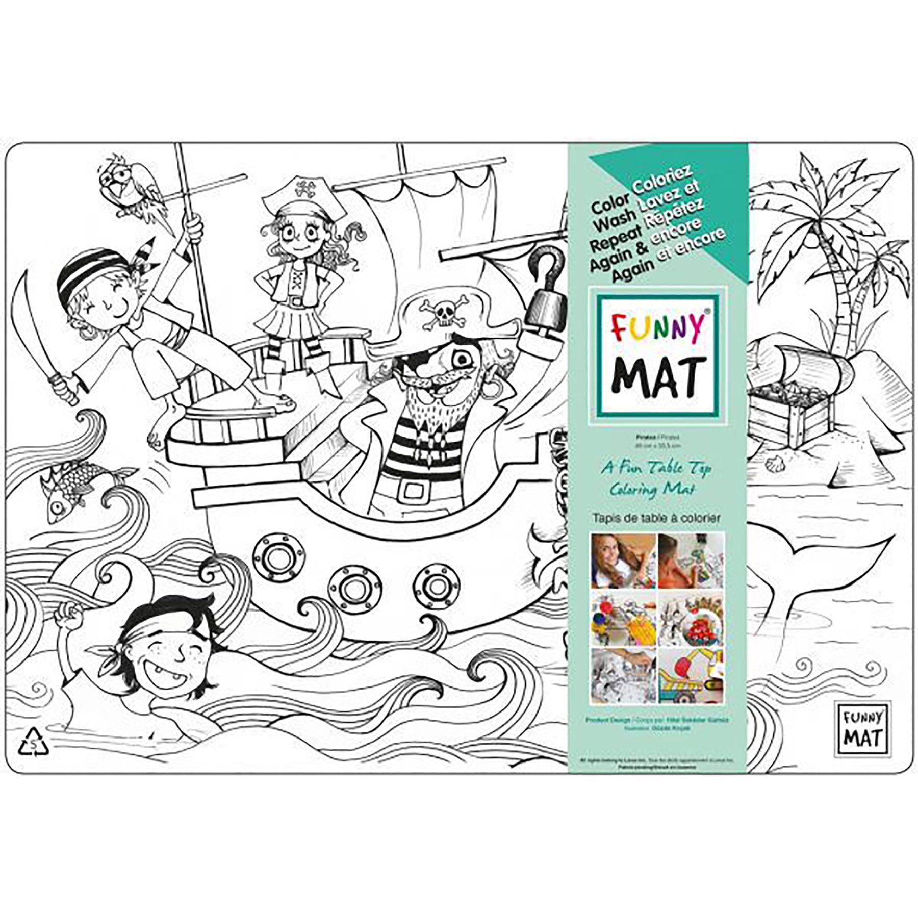 Funny Mat Coloring Placemat - Pirates 18.9x13.2in