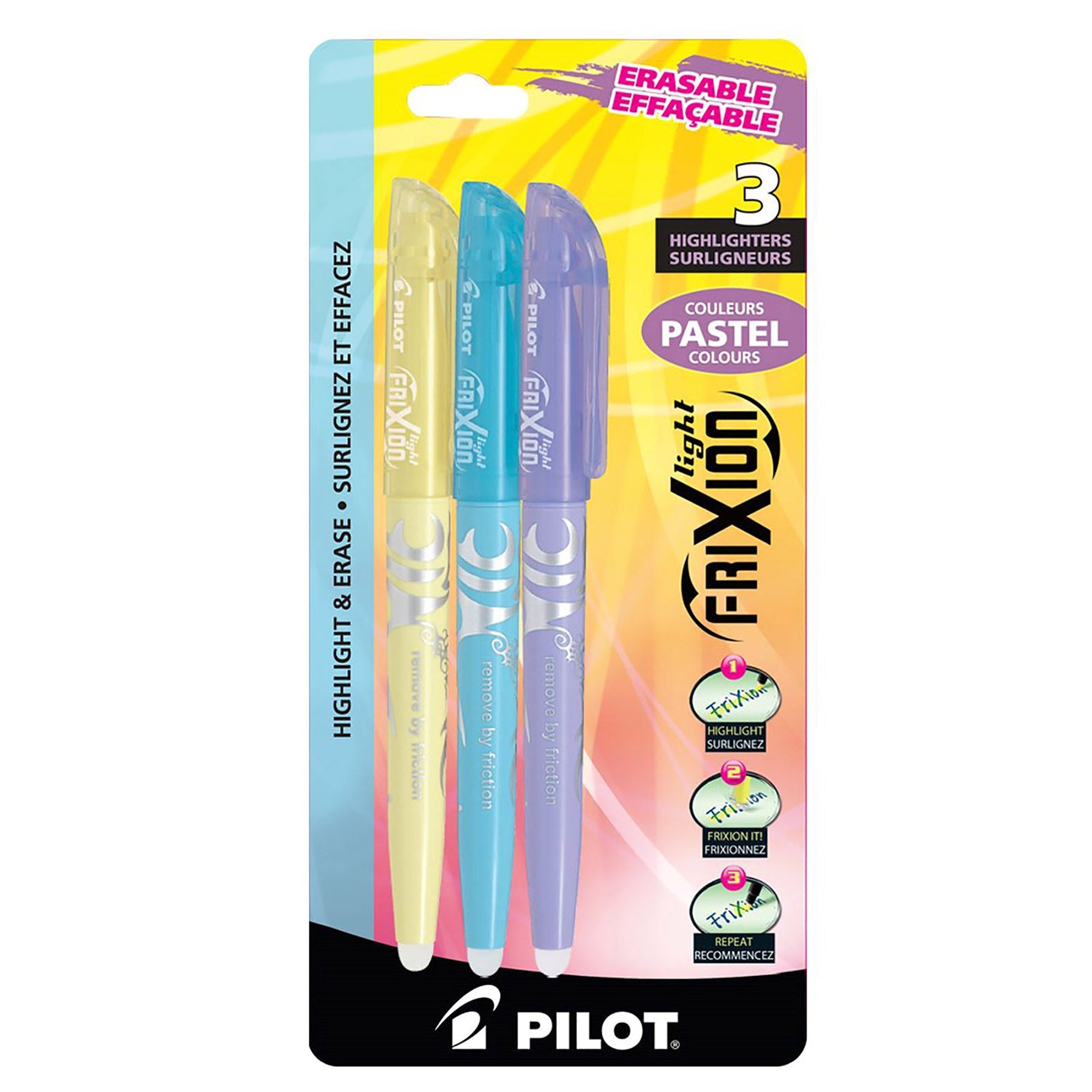 Pilot Frixion 3 Erasable Highlighters - Pastel Colors