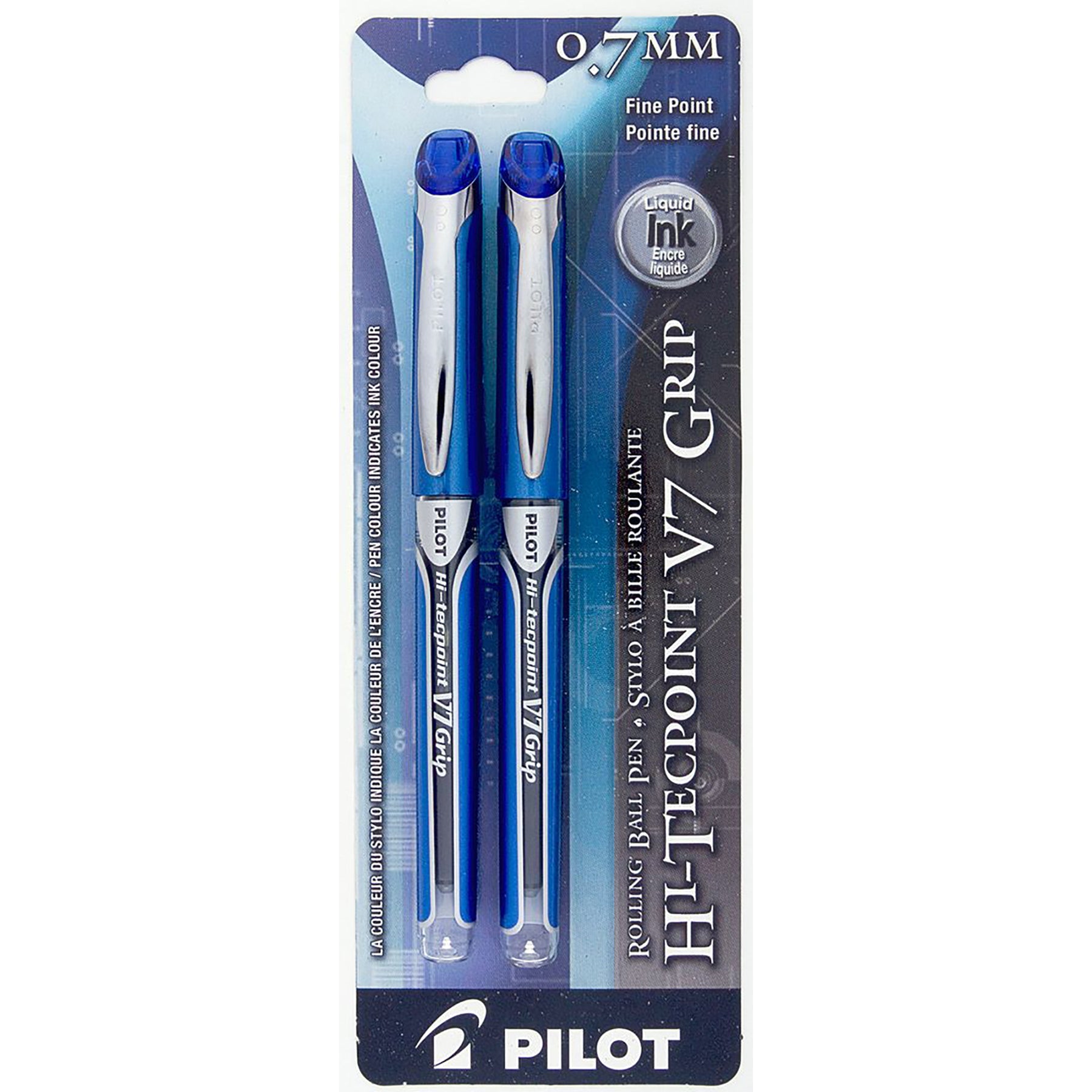 Pilot Hi-Tecpoint Grip 2 Pens - Blue Liquid Ink 0.7mm