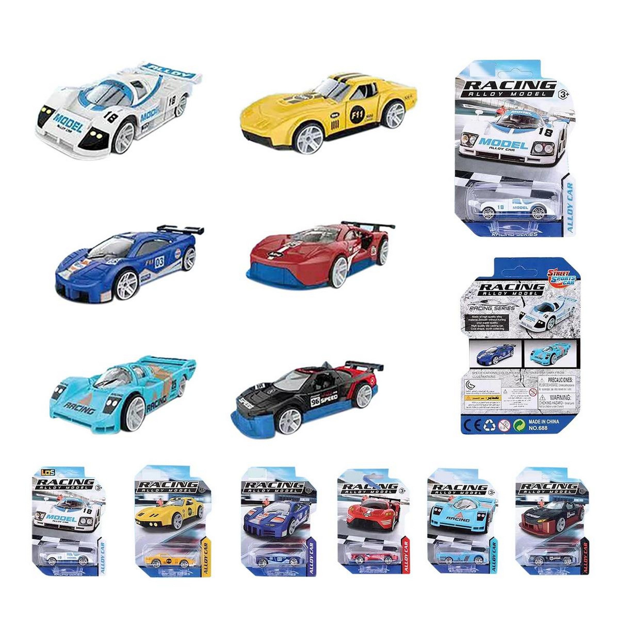 1:64 Die Cast Racing Car - Free Wheel Action 3in Age 3+ VRT
