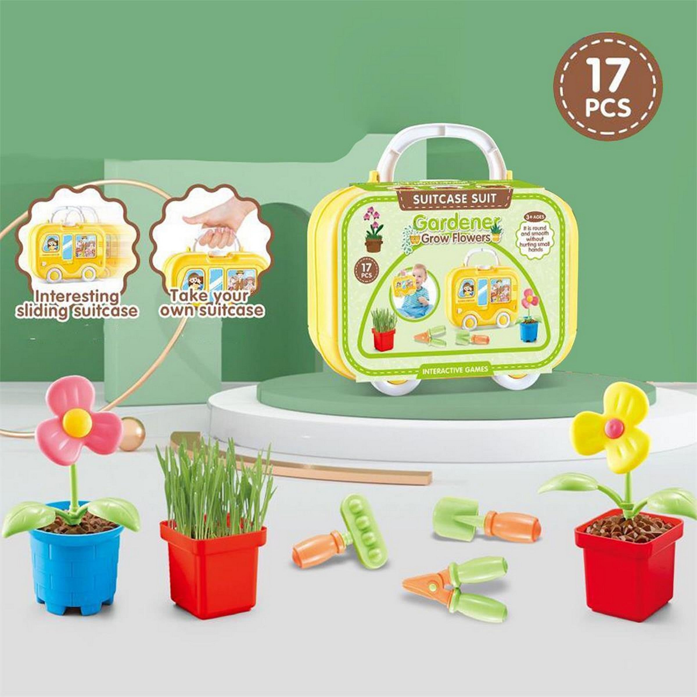 Gardening Playset in Carrying Case 17pcs  7x6x3in Age 3+ 
