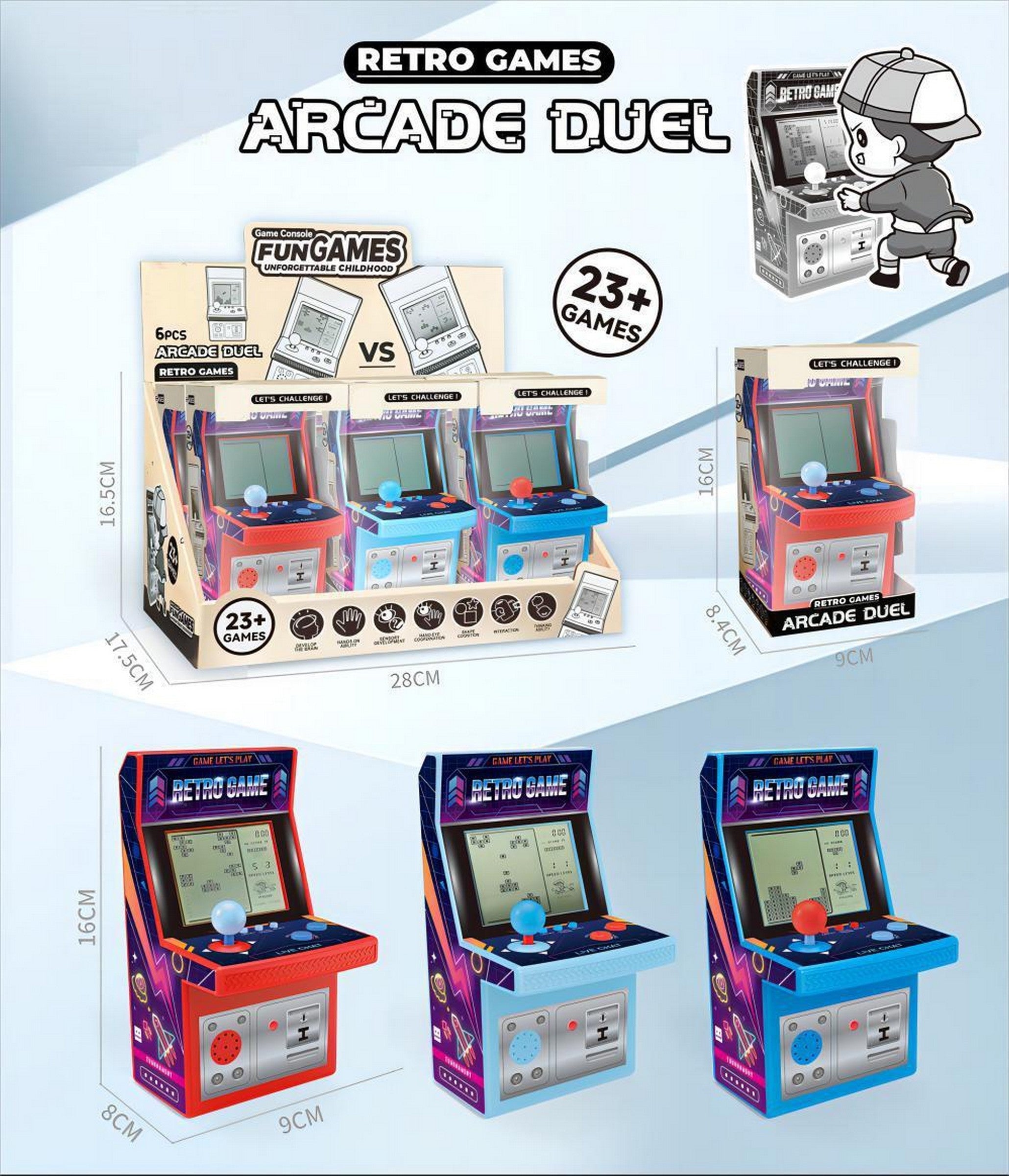 Mini Retro Arcade Game Console 6.3x3.1x3.5in 23+ Game VRT  